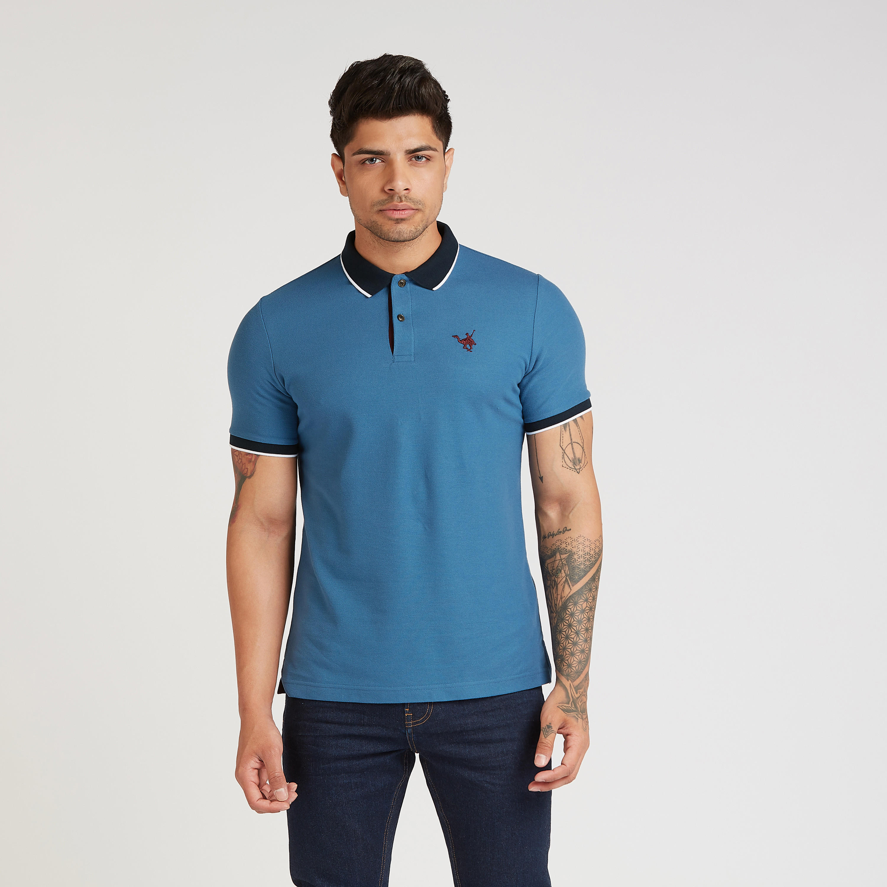 Slim Fit Textured Polo T-shirt with Short Sleeves-men-clothing-tshirtsandpolos-polos-image-5