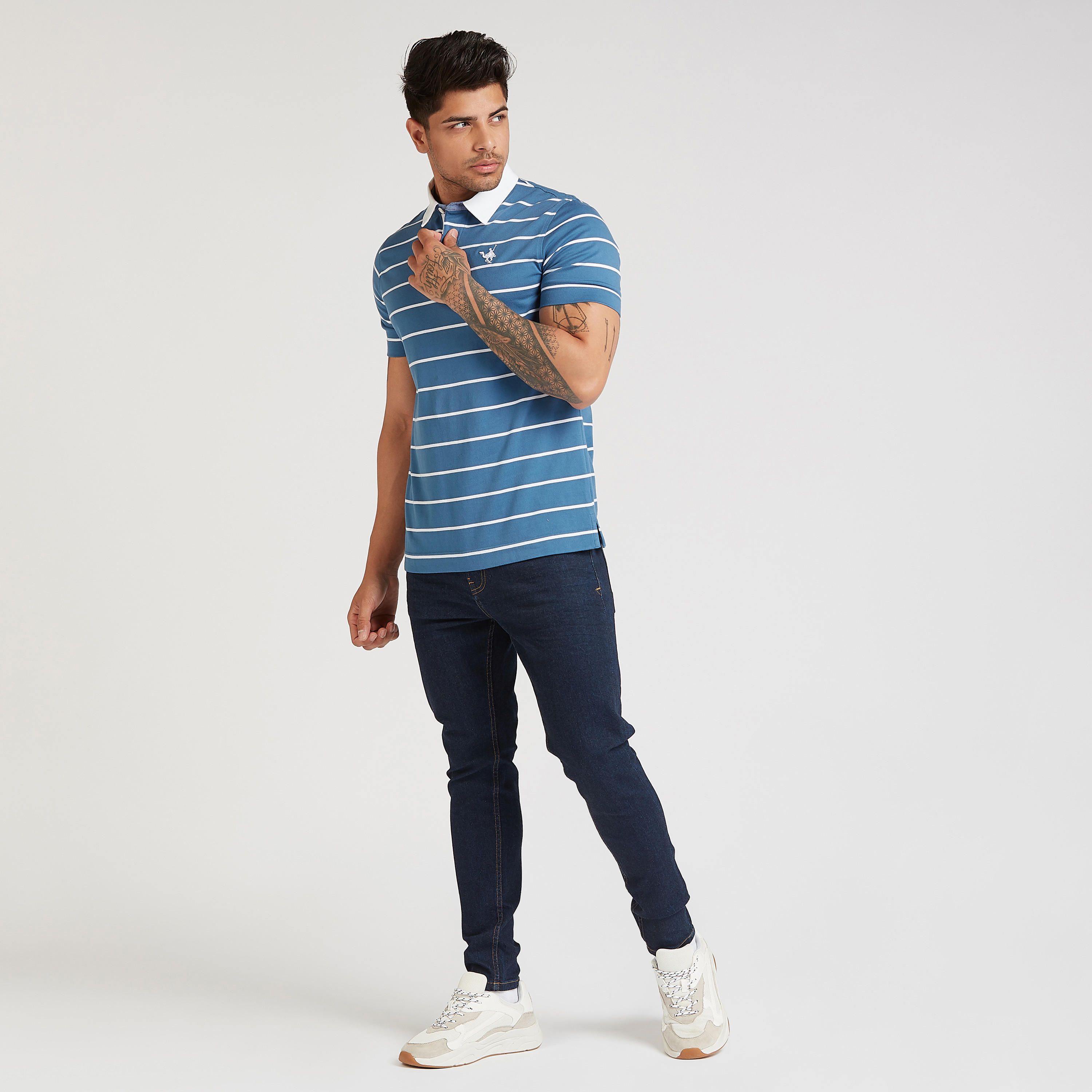 تيشيرت سليم مخطّط بأكمام قصيرة-men-clothing-tshirtsandpolos-polos-image-4