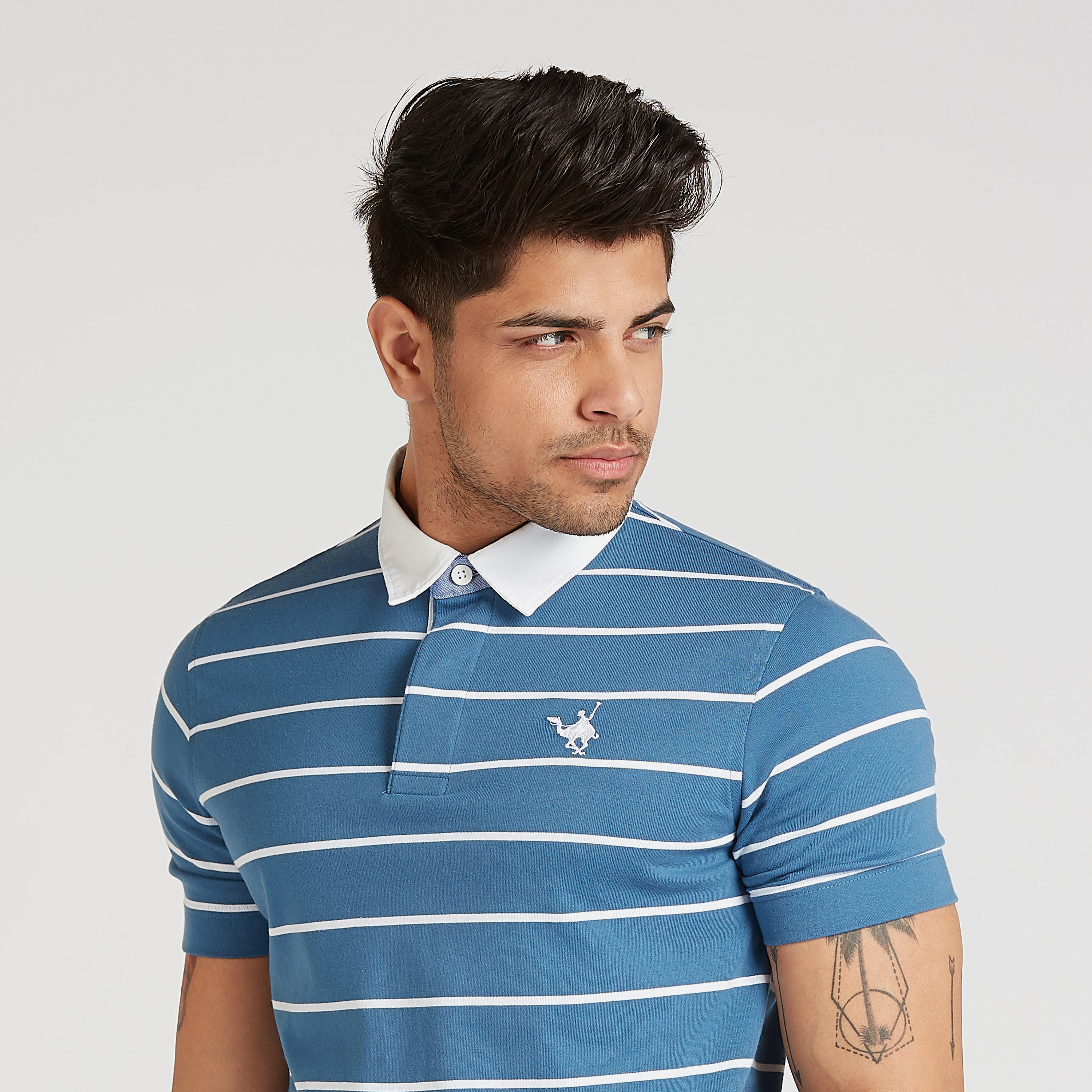 تيشيرت سليم مخطّط بأكمام قصيرة-men-clothing-tshirtsandpolos-polos-image-3