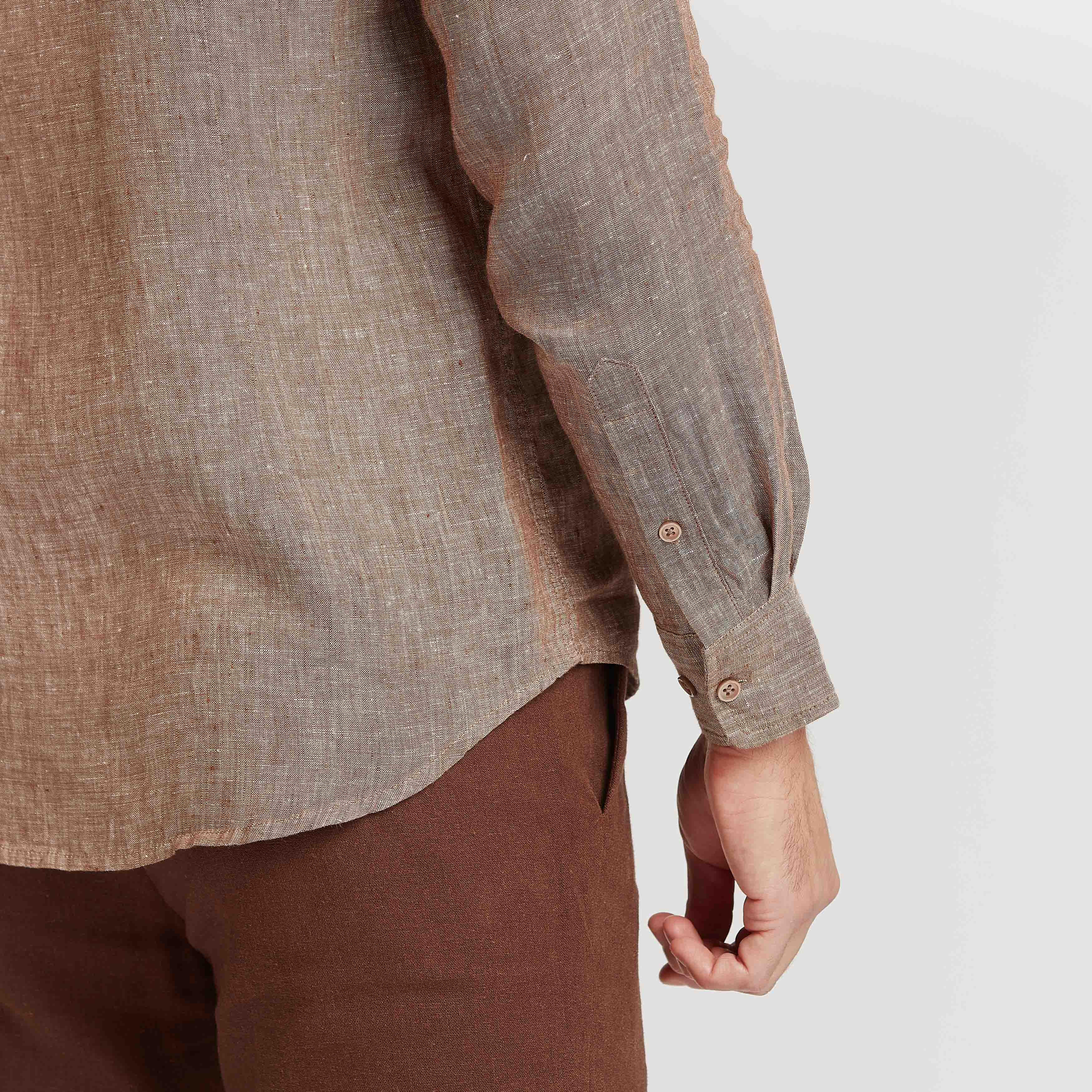 قميص كتّان سليم فيت بارز الملمس بياقة ماندارين وأكمام طويلة-men-clothing-shirts-image-3