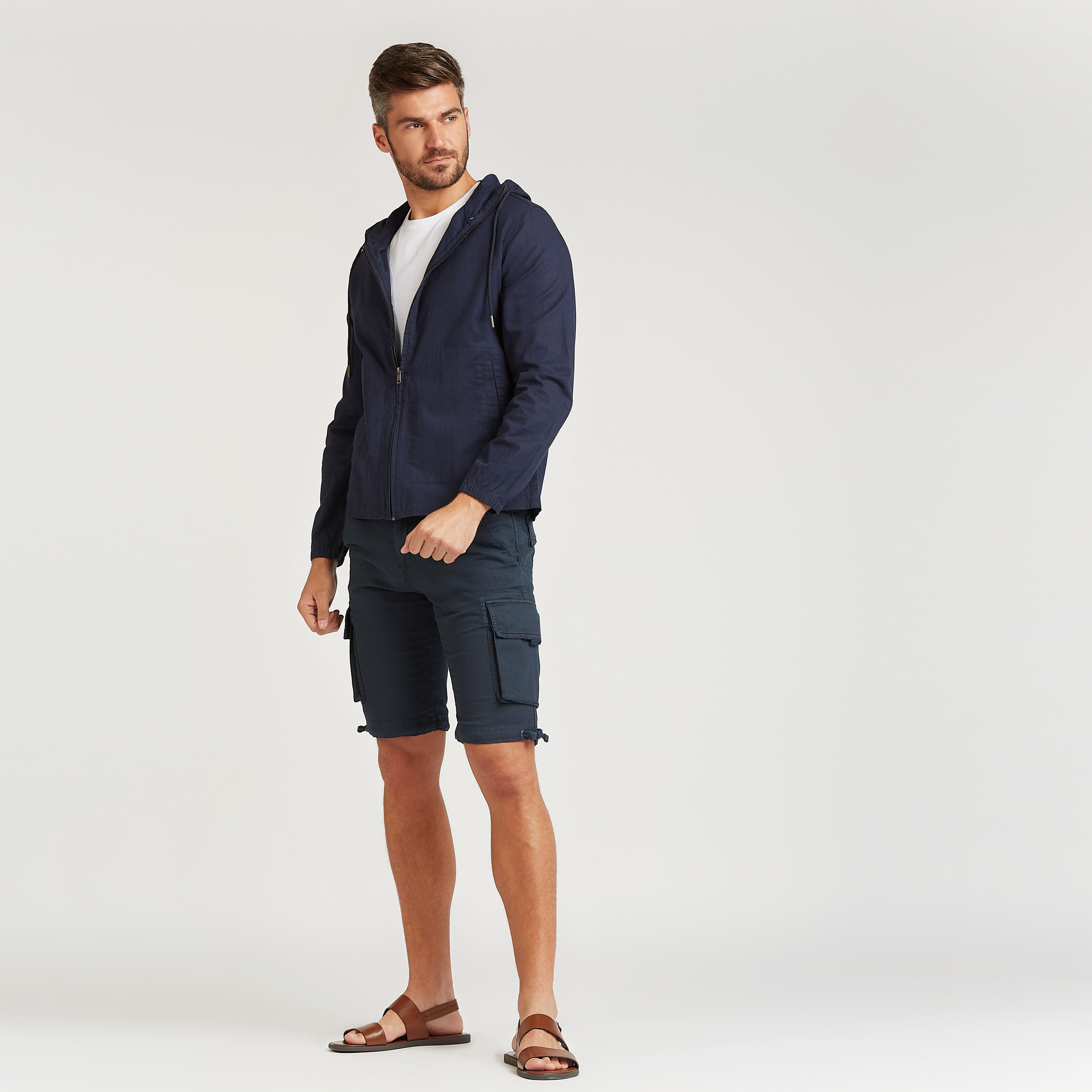 Slim Fit Solid Linen Jacket with Long Sleeves and Hood -men-clothing-jacketsandblazers-jackets-image-2