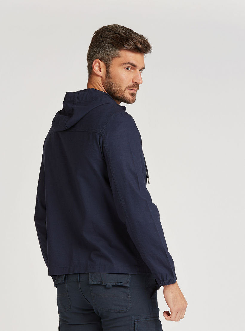 Slim Fit Solid Linen Jacket with Long Sleeves and Hood -men-clothing-jacketsandblazers-jackets-image-4