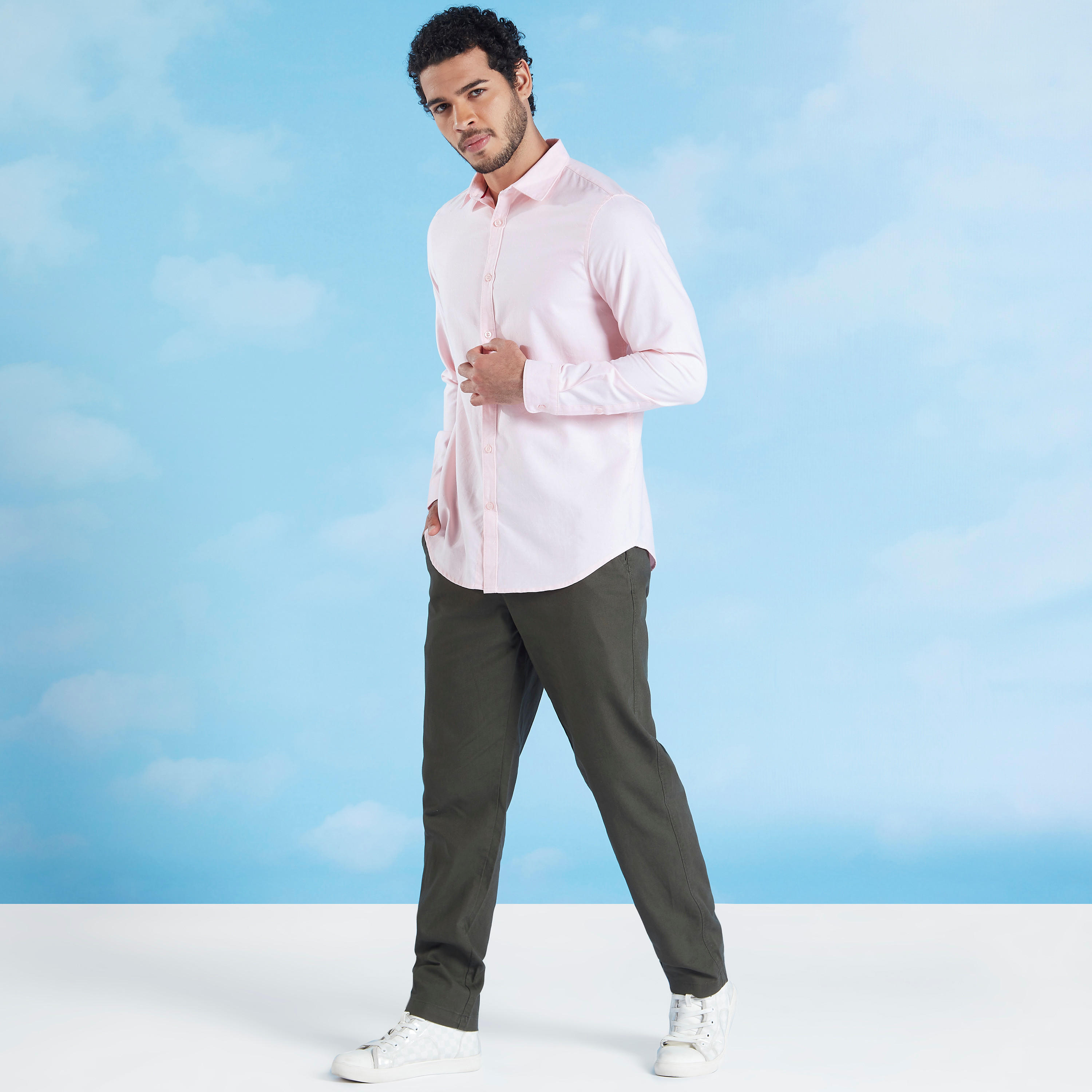 بنطلون شينو كتّان سليم فيت بجيوب وعراوي-men-clothing-bottoms-trousersandchinos-trousers-image-2