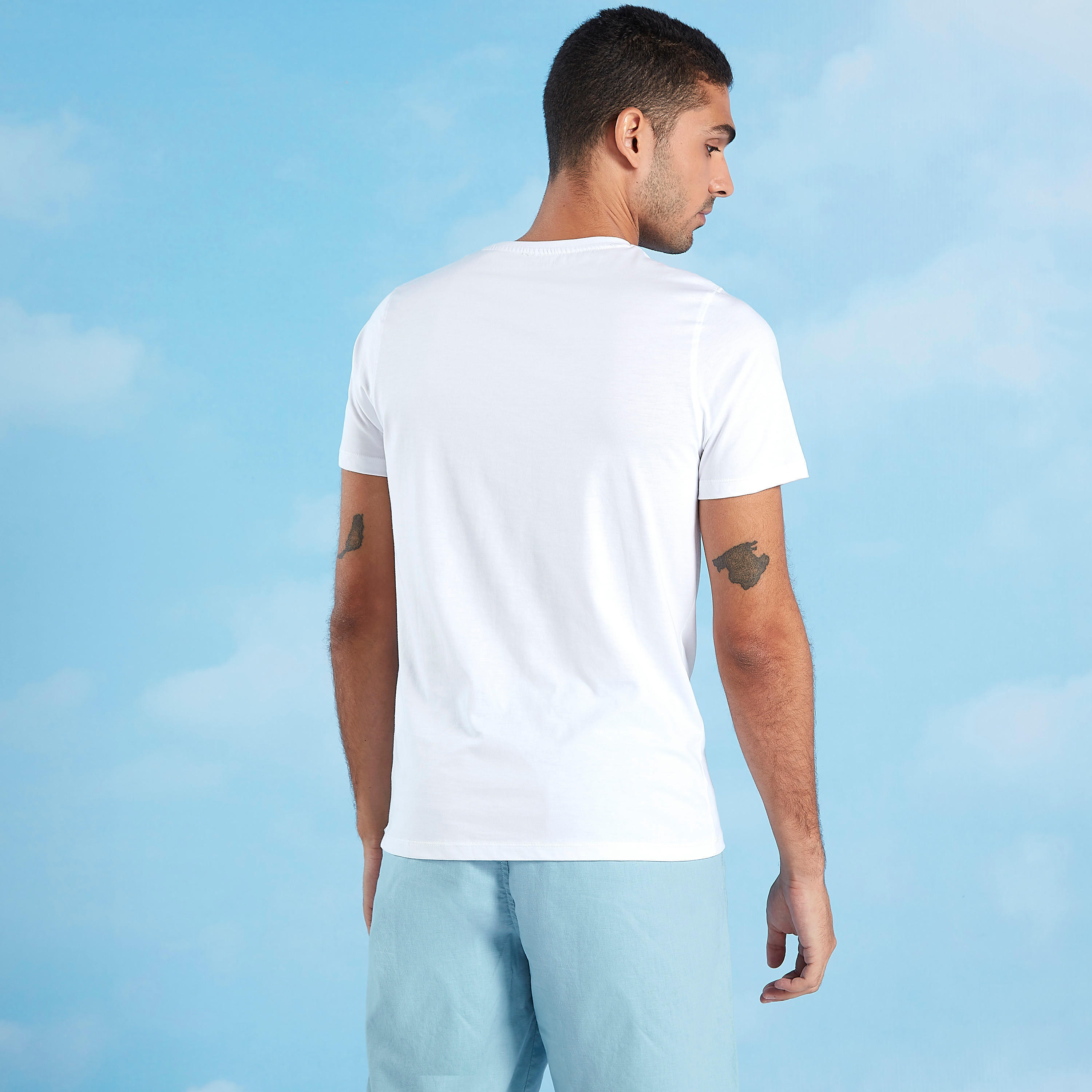 Slim Fit Solid T-shirt with Crew Neck and Chest Pocket-men-clothing-tshirtsandpolos-tshirts-image-4