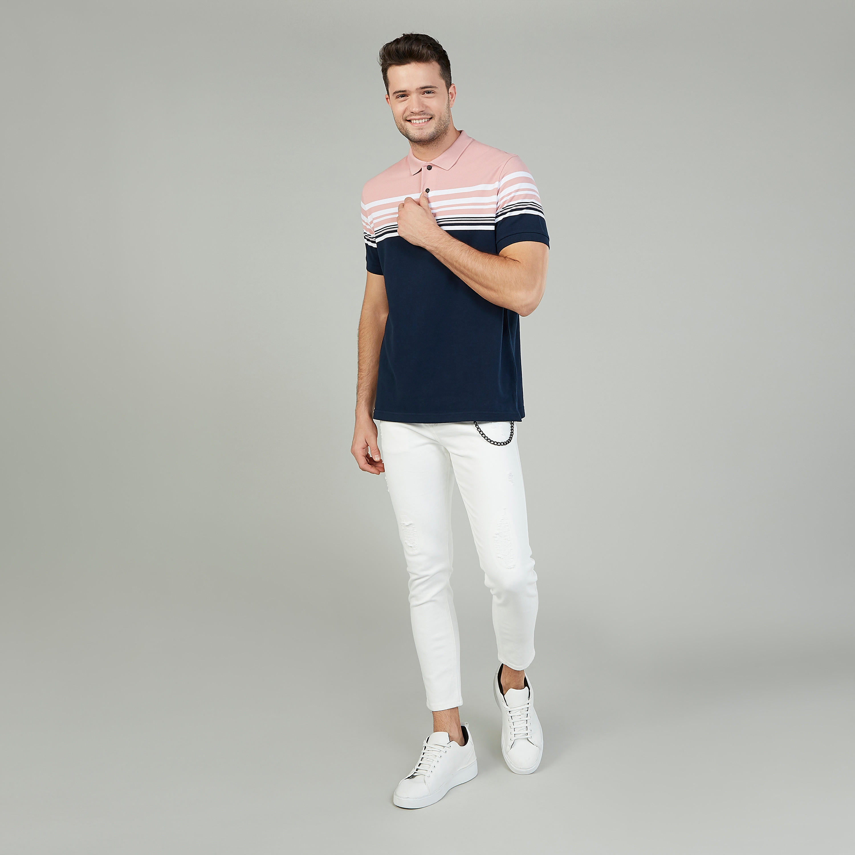 تيشيرت بولو مقلّم سليم بأكمام قصيرة-men-clothing-tshirtsandpolos-polos-image-2