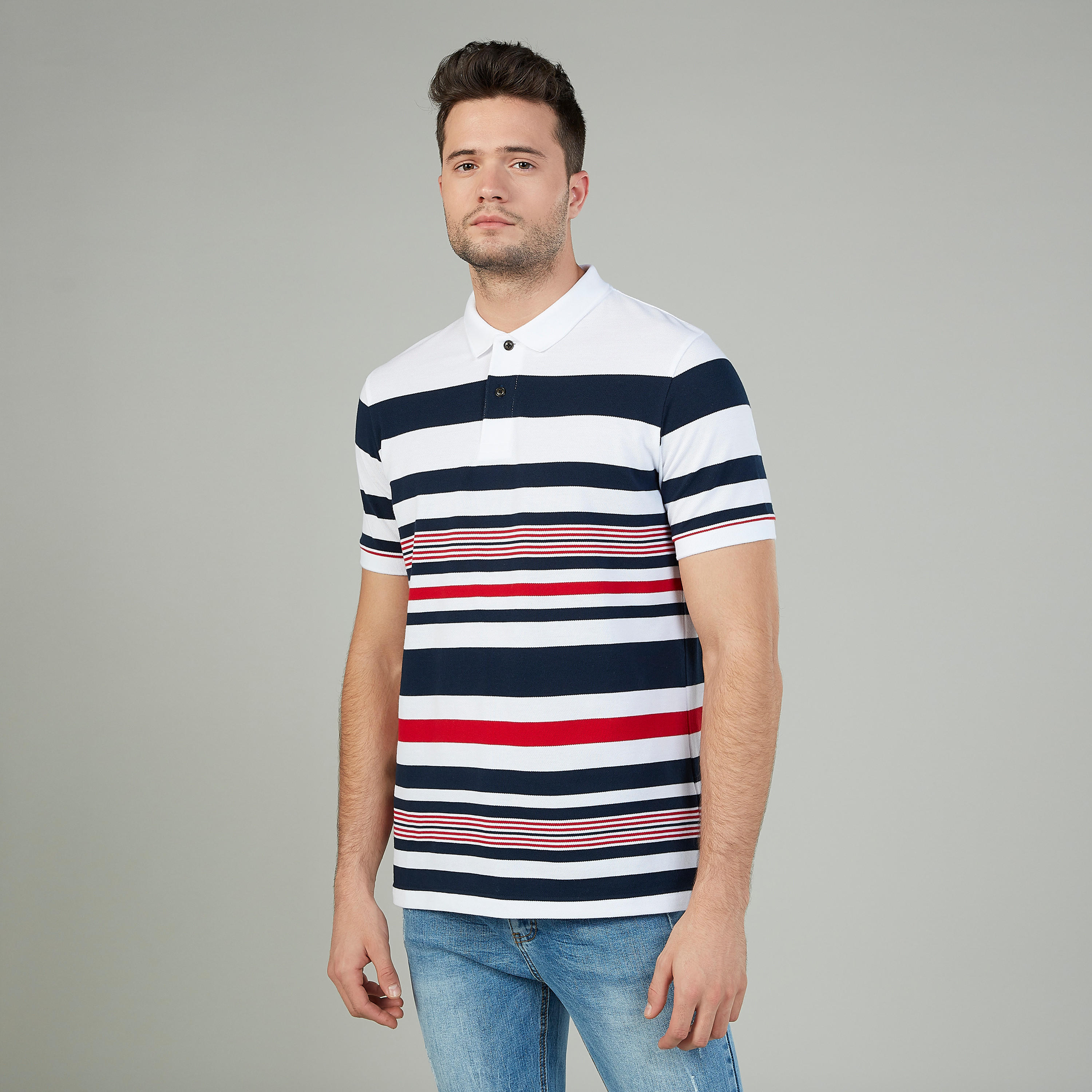 تيشيرت مستدام بولو سليم مقلّم بأكمام قصيرة  -men-clothing-tshirtsandpolos-polos-image-1