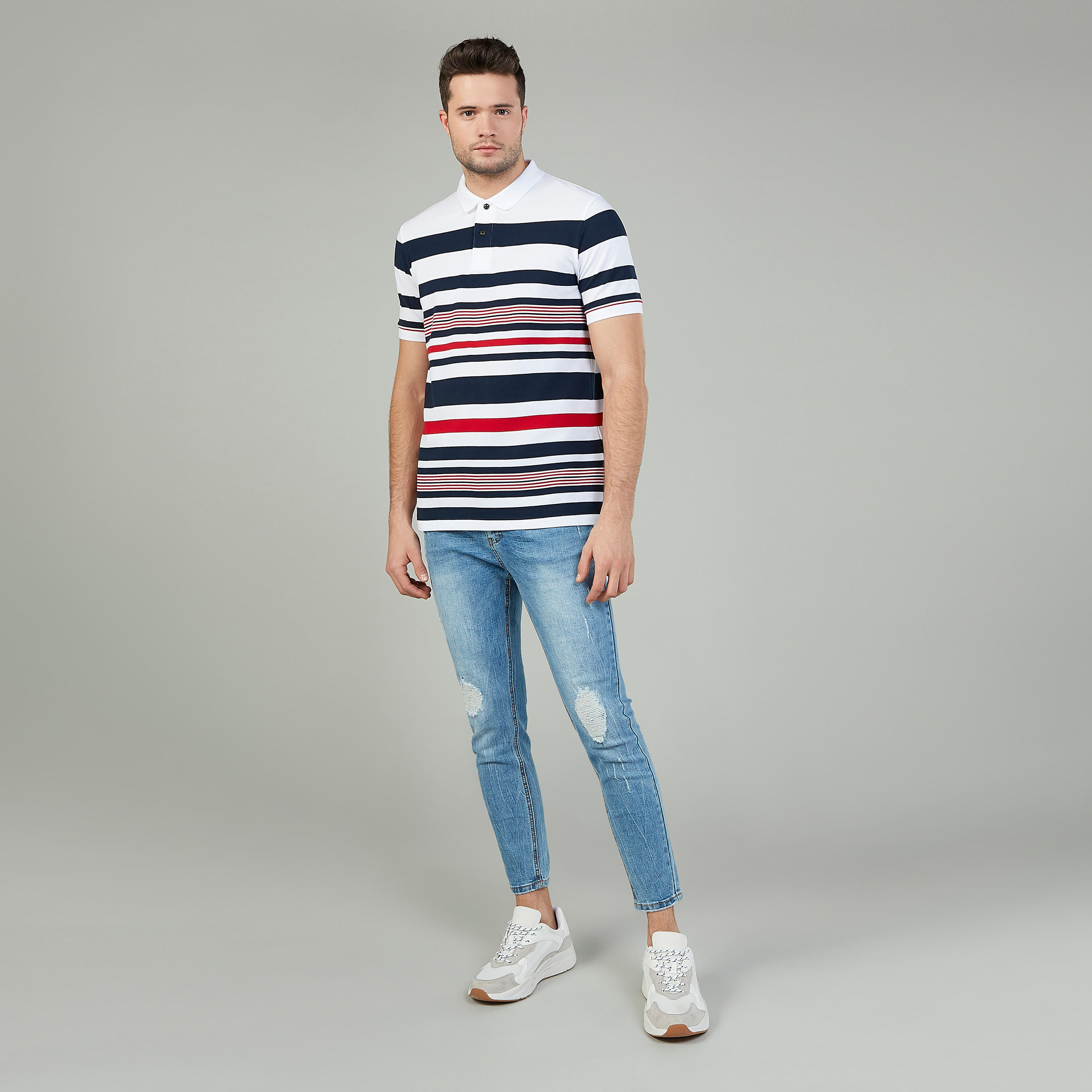 تيشيرت مستدام بولو سليم مقلّم بأكمام قصيرة  -men-clothing-tshirtsandpolos-polos-image-2