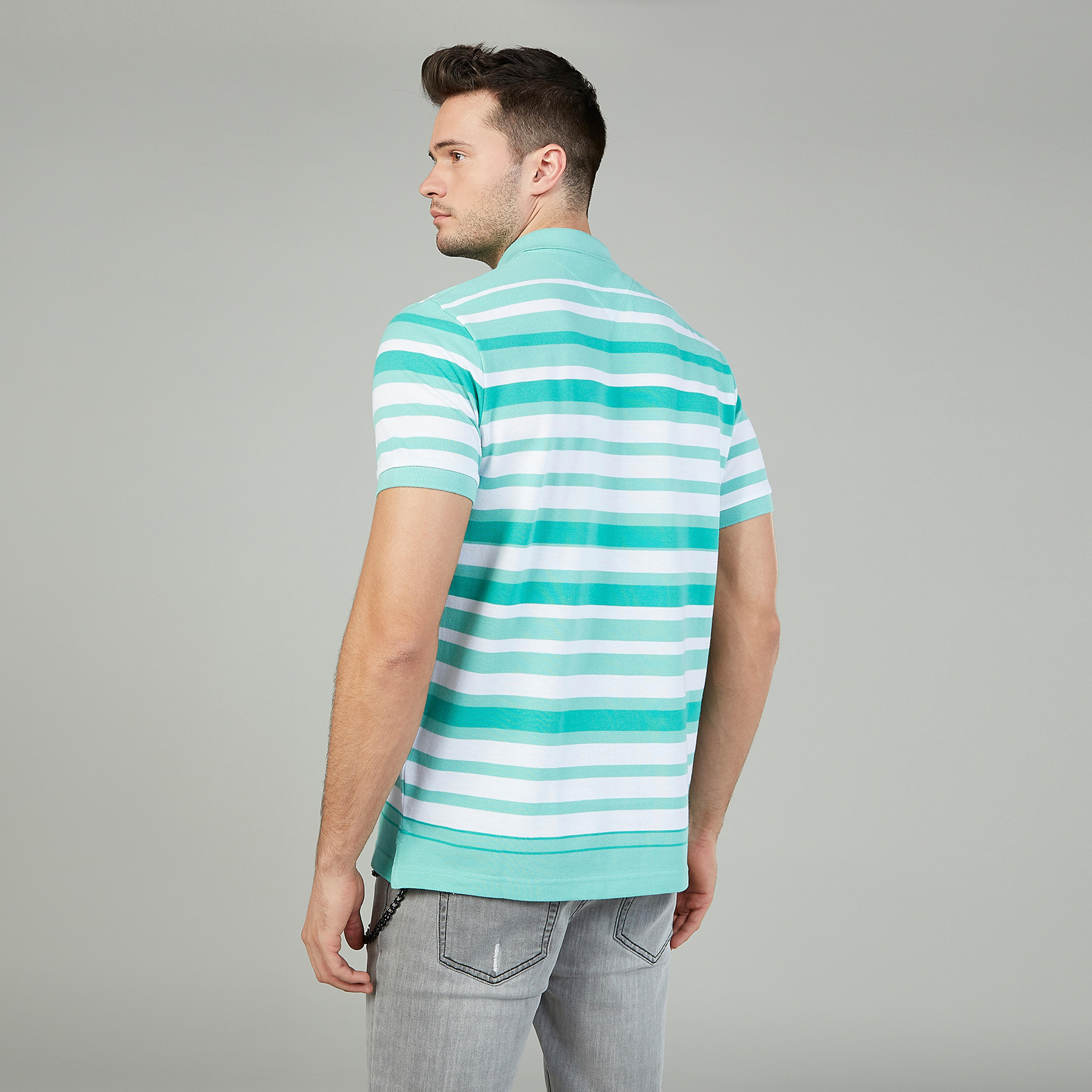 تيشيرت مستدام بولو سليم مخطّط بأكمام قصيرة -men-clothing-tshirtsandpolos-polos-image-4