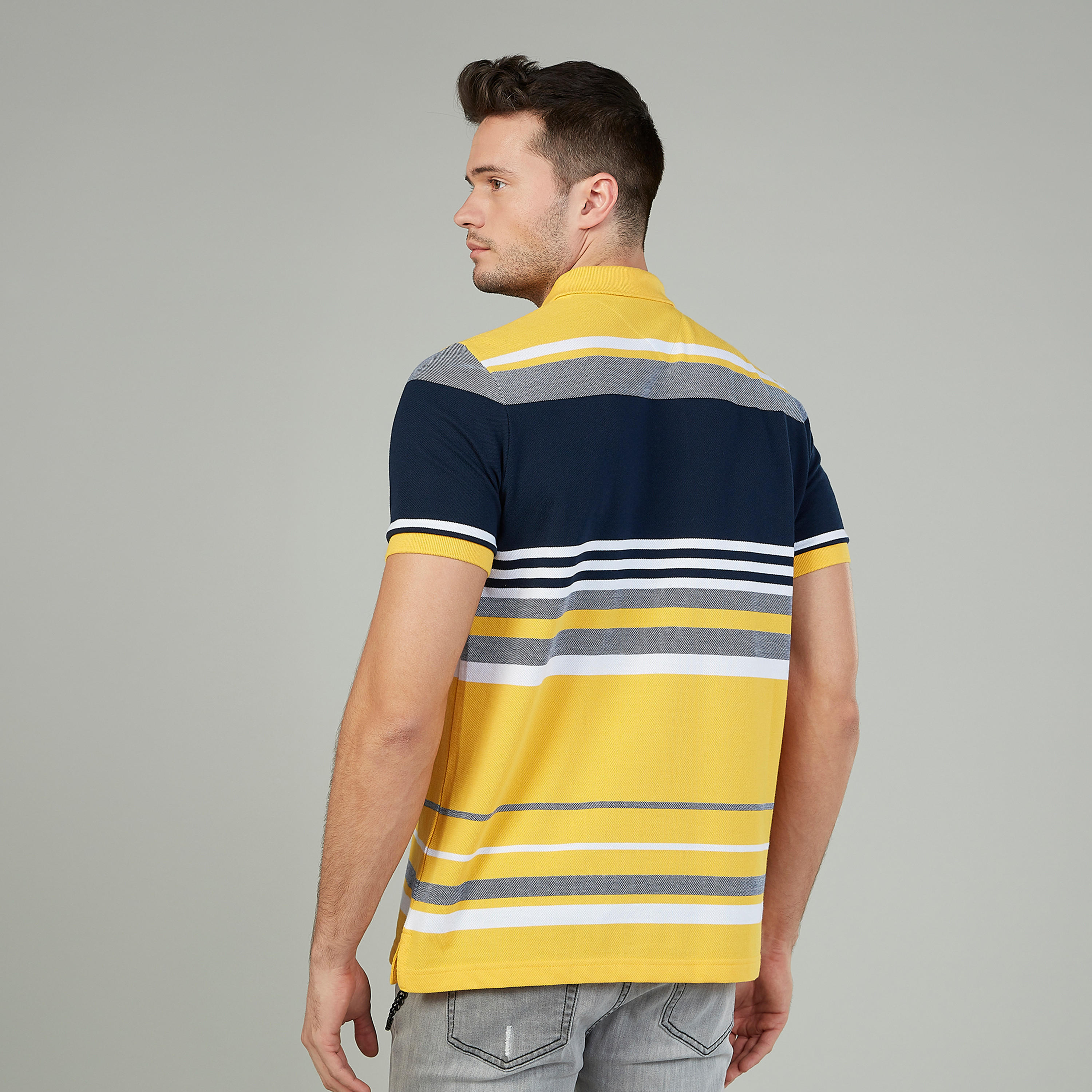 تيشيرت مستدام بولو سليم مقلّم بأكمام قصيرة  -men-clothing-tshirtsandpolos-polos-image-3