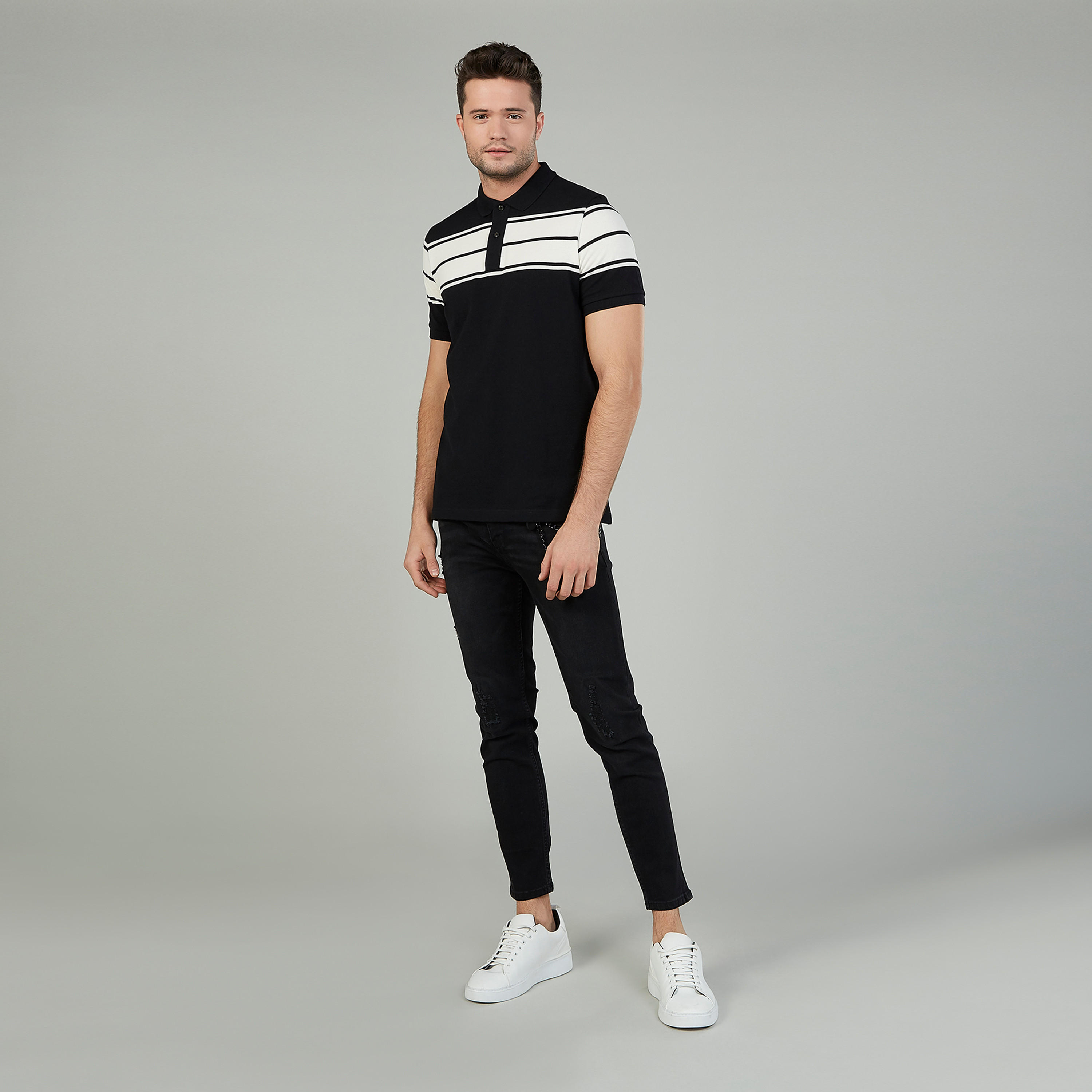 تيشيرت بولو مقلّم سليم بأكمام قصيرة-men-clothing-tshirtsandpolos-polos-image-2