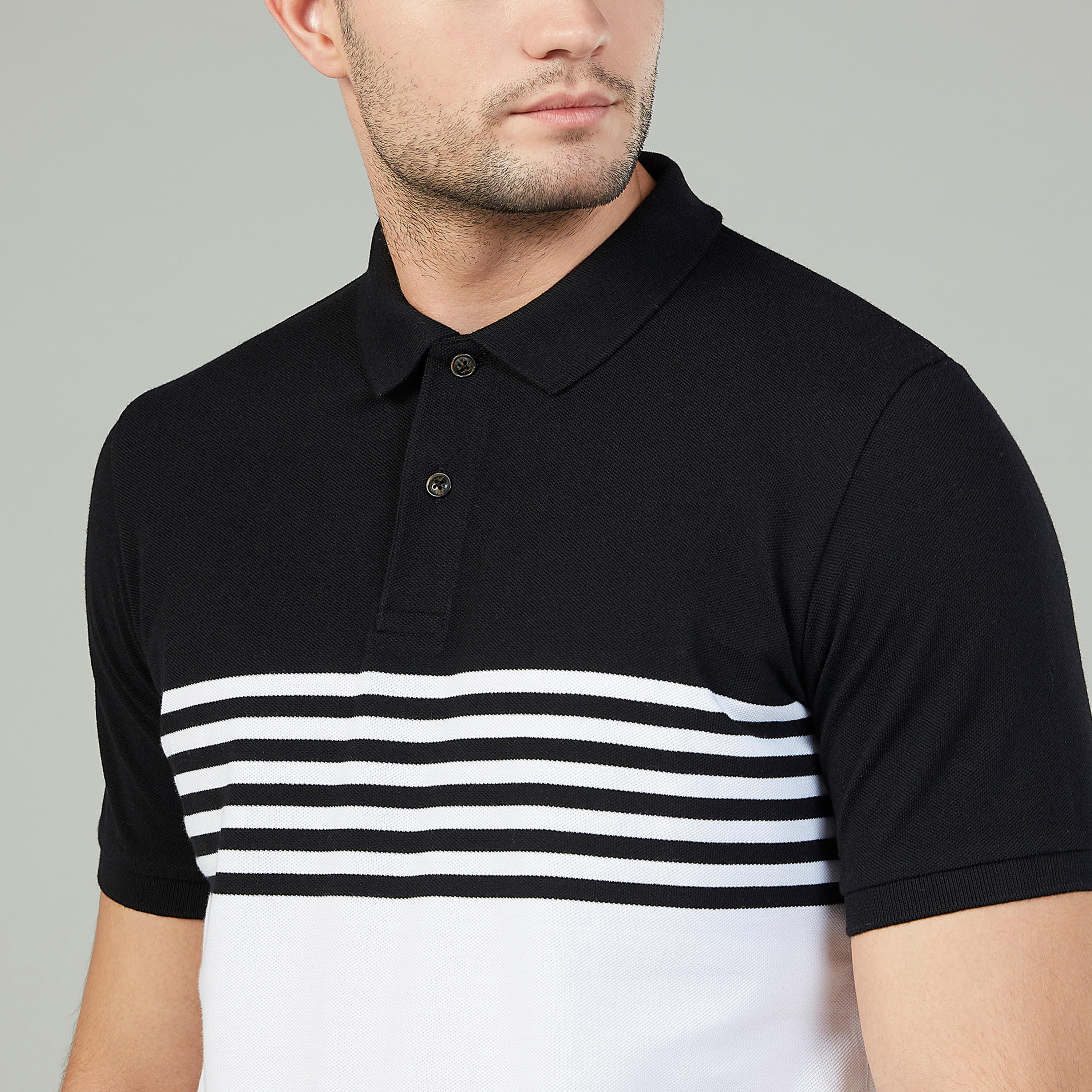 تيشيرت مستدام بولو سليم مقلم بأكمام قصيرة   -men-clothing-tshirtsandpolos-polos-image-3