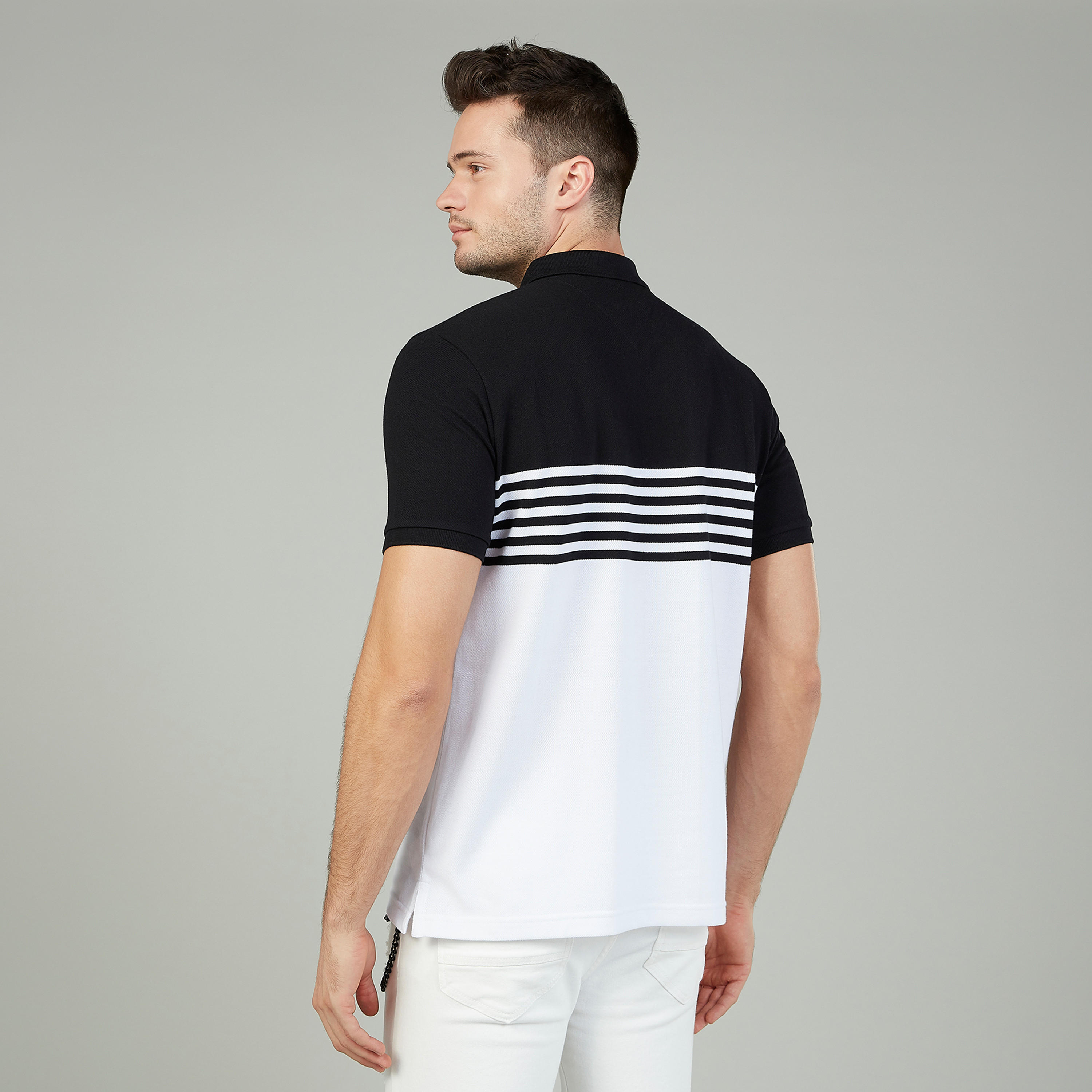 تيشيرت مستدام بولو سليم مقلم بأكمام قصيرة   -men-clothing-tshirtsandpolos-polos-image-4