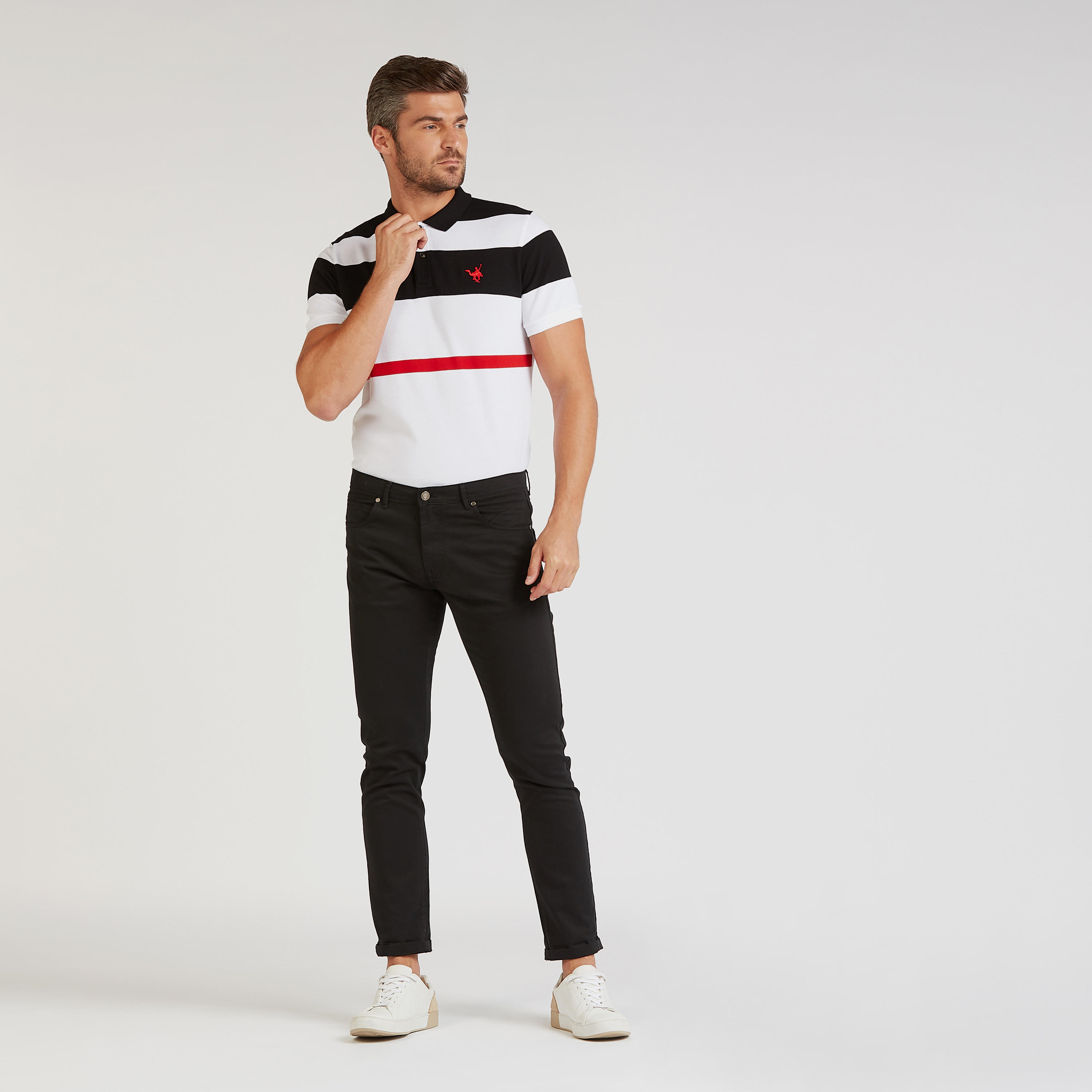 Slim Fit Striped Polo T-shirt with Short Sleeves-men-clothing-tshirtsandpolos-polos-image-2
