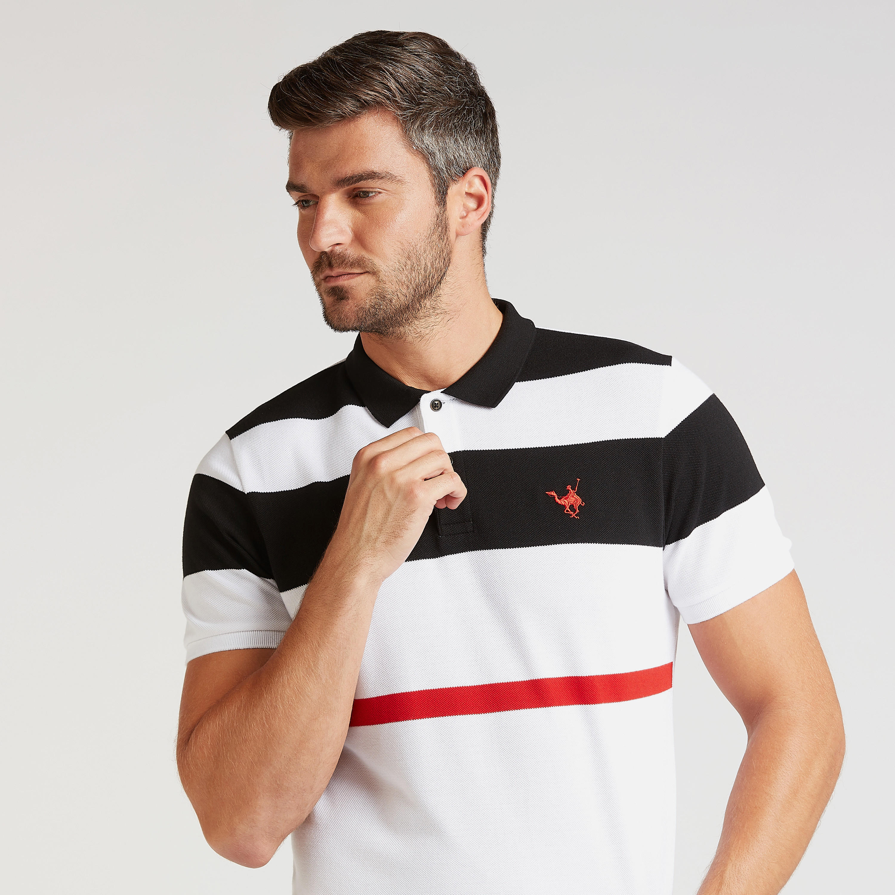 Slim Fit Striped Polo T-shirt with Short Sleeves-men-clothing-tshirtsandpolos-polos-image-3