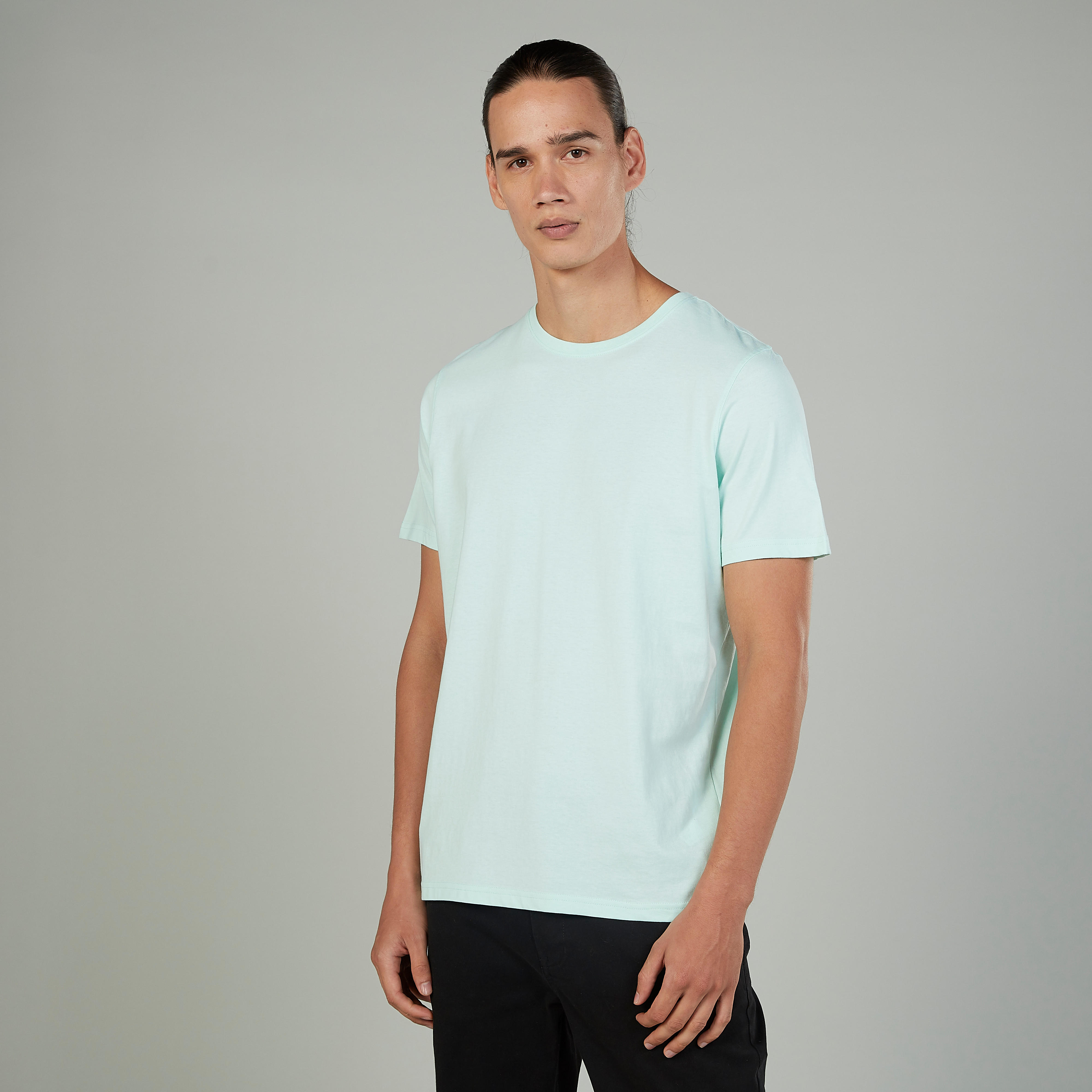 Solid T-shirt with Round Neck and Short Sleeves-men-clothing-tshirtsandpolos-tshirts-image-1