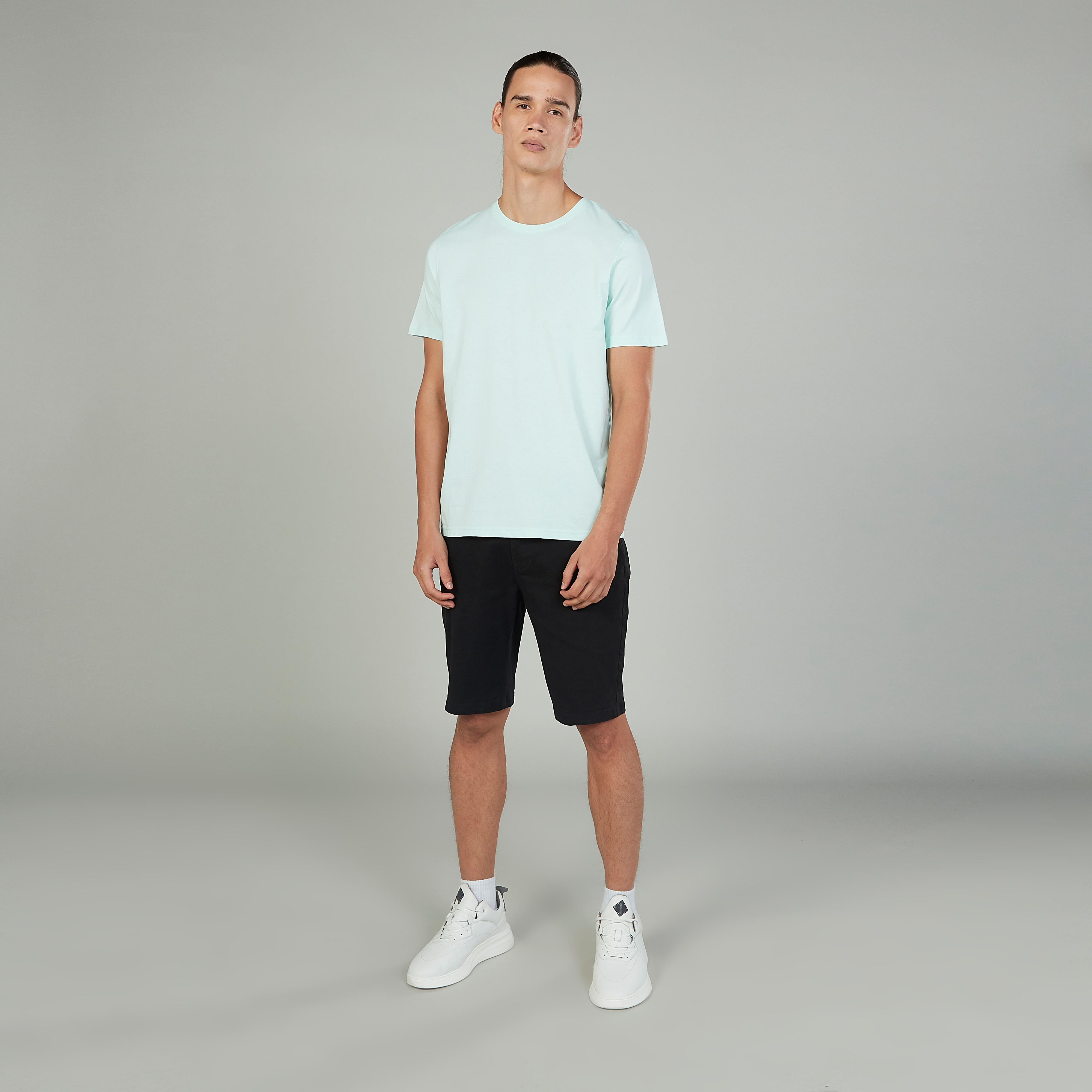 Solid T-shirt with Round Neck and Short Sleeves-men-clothing-tshirtsandpolos-tshirts-image-2