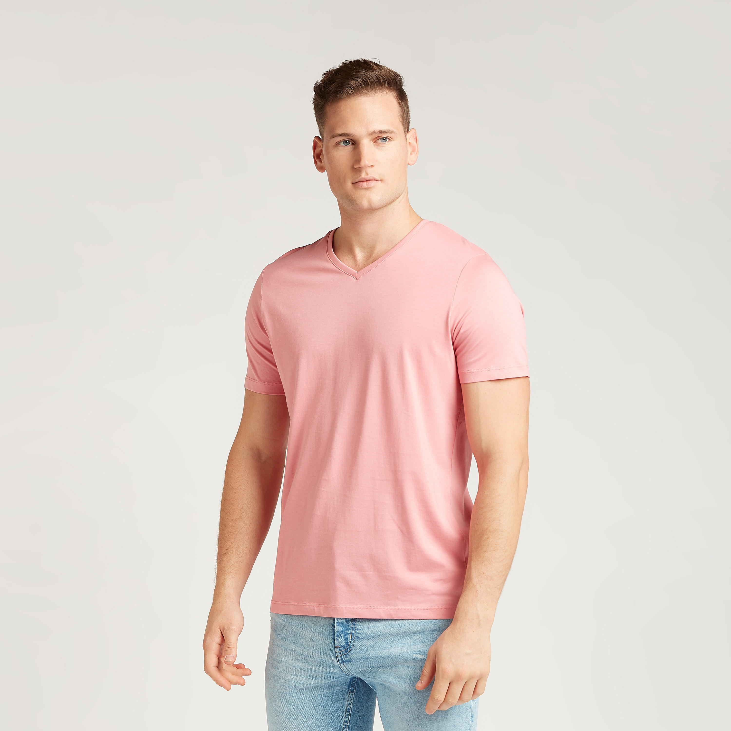 تيشيرت سادة بياقة V وأكمام قصيرة-men-clothing-tshirtsandpolos-tshirts-image-5