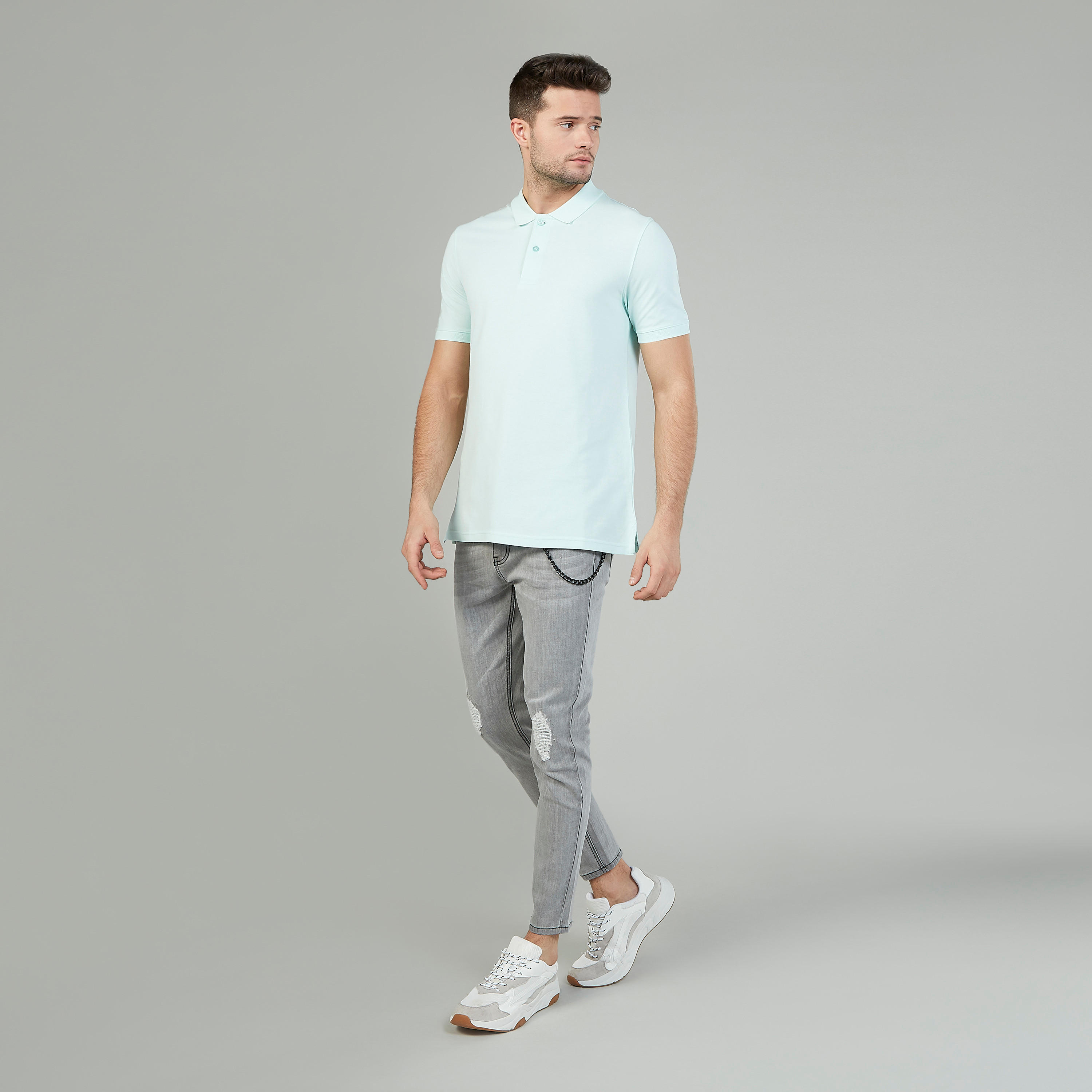 تيشيرت بياقة بولو بارز الملمس بأكمام قصيرة-men-clothing-tshirtsandpolos-polos-image-2