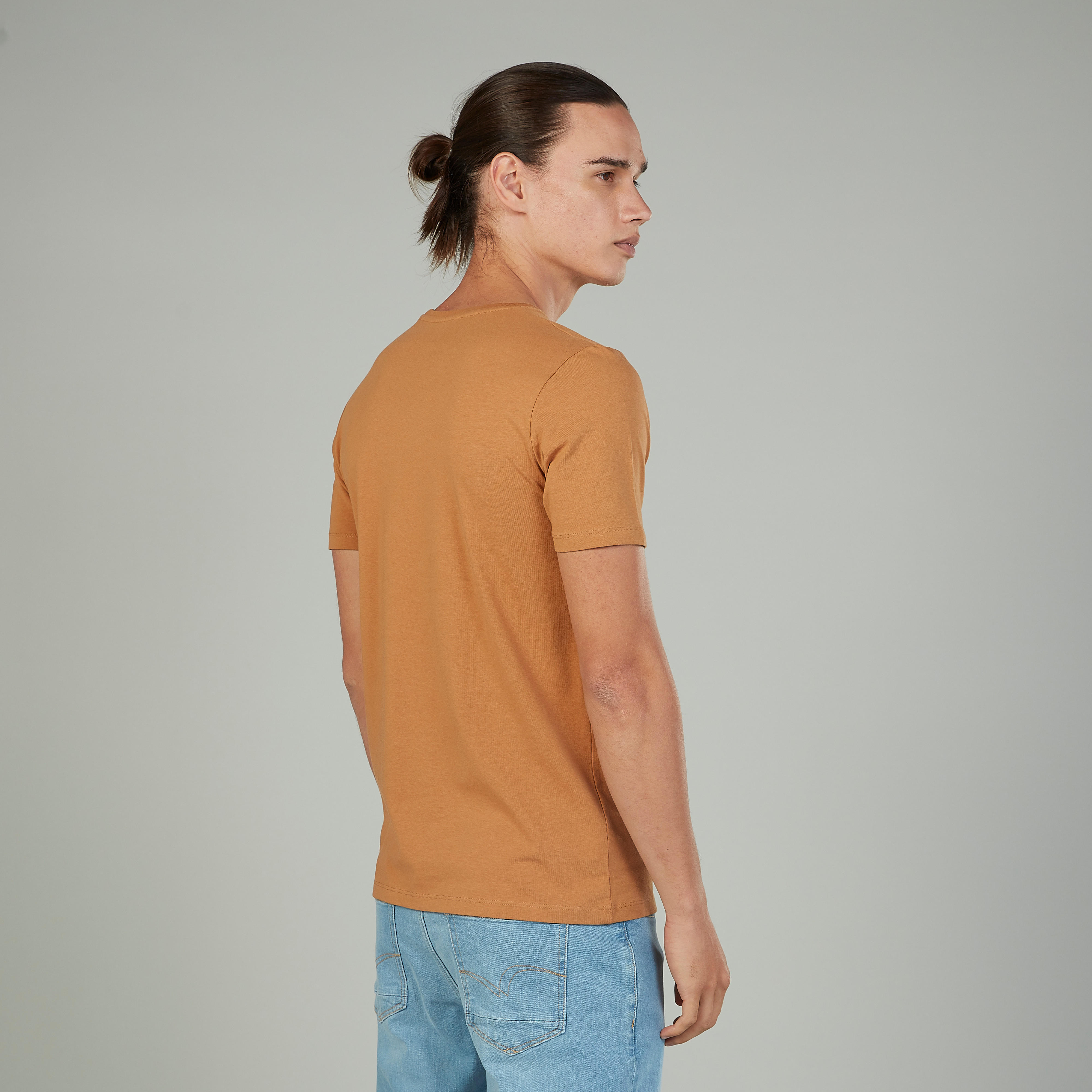 Solid T-shirt with Crew Neck and Short Sleeves-men-clothing-tshirtsandpolos-tshirts-image-4