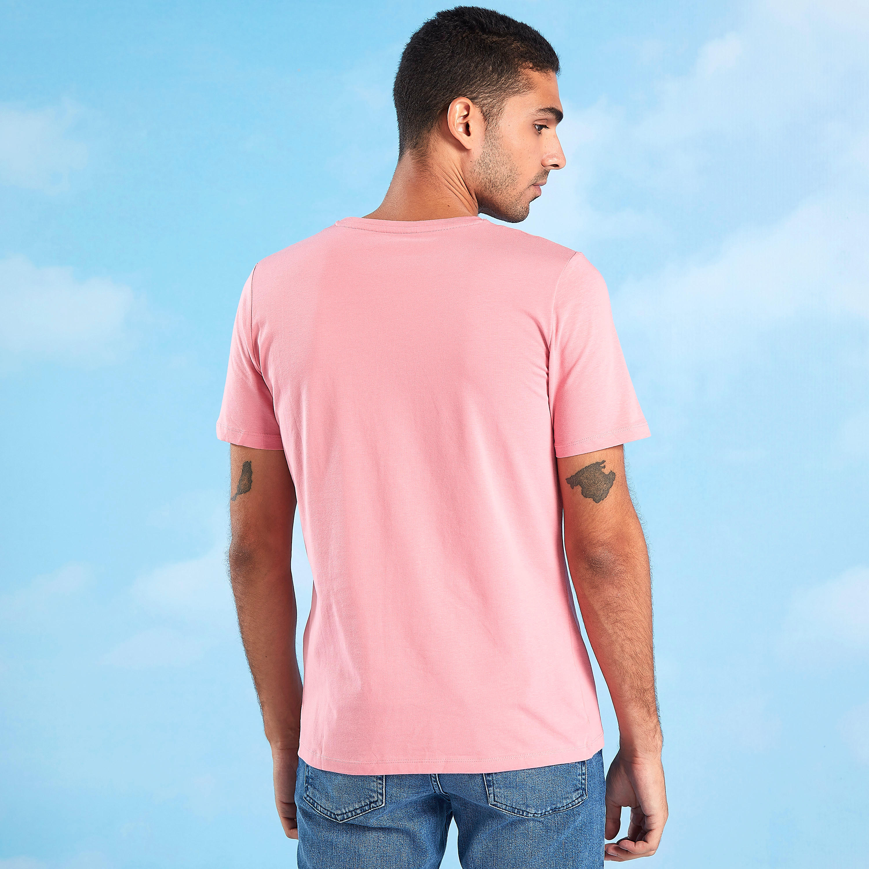 Solid T-shirt with Crew Neck and Short Sleeves-men-clothing-tshirtsandpolos-tshirts-image-9