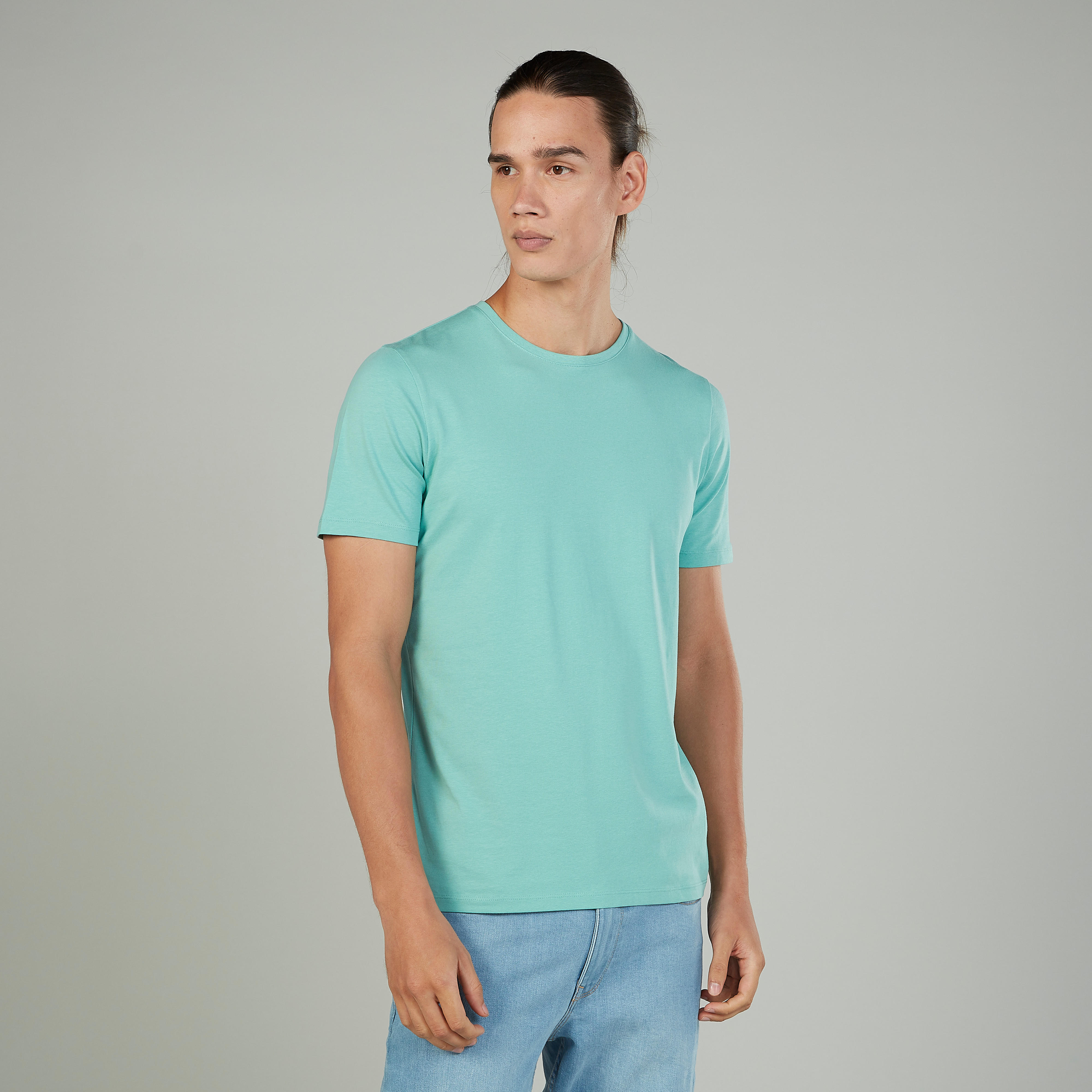 Solid T-shirt with Crew Neck and Short Sleeves-men-clothing-tshirtsandpolos-tshirts-image-10