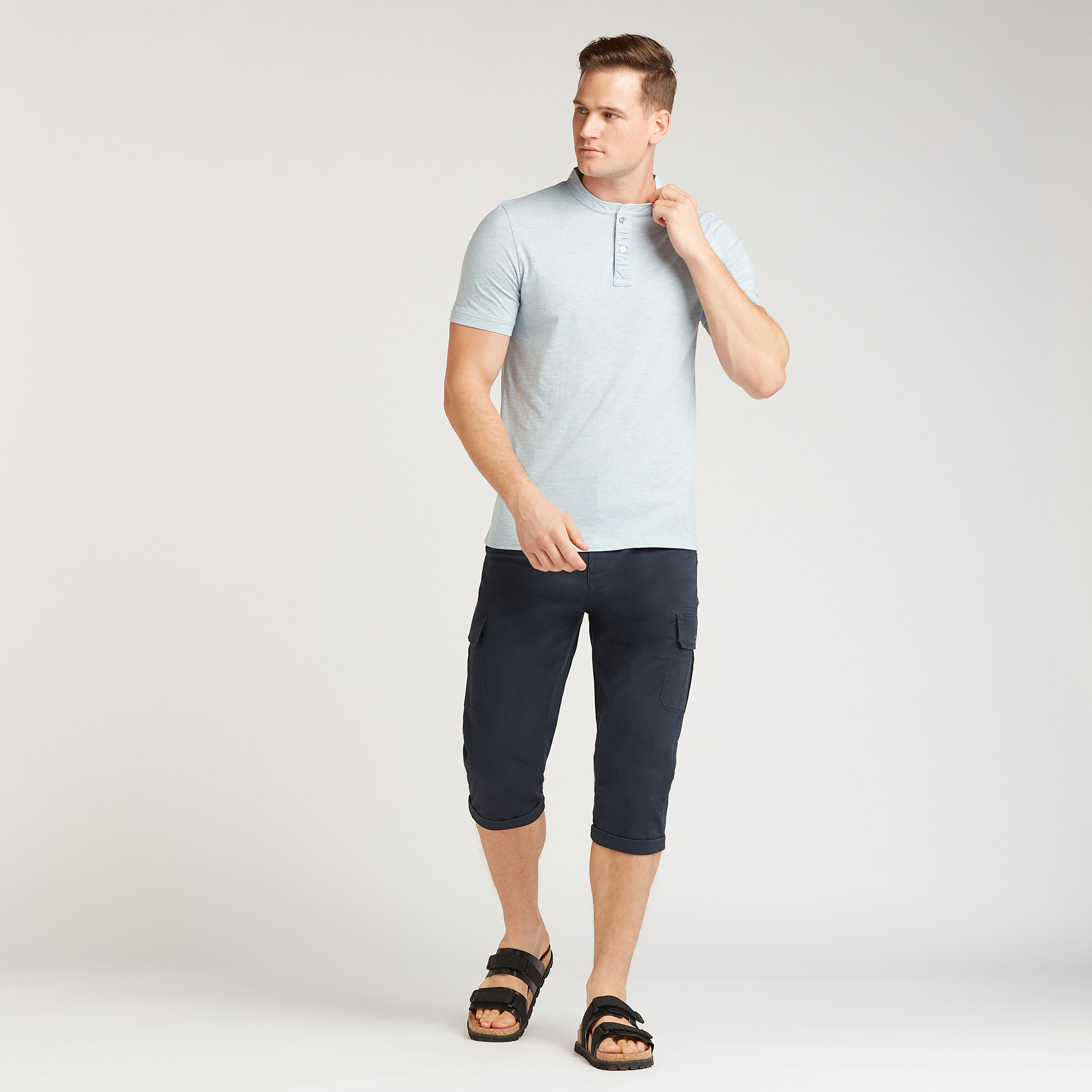 Solid T-shirt with Henley Neck and Short Sleeves-men-clothing-tshirtsandpolos-tshirts-image-2