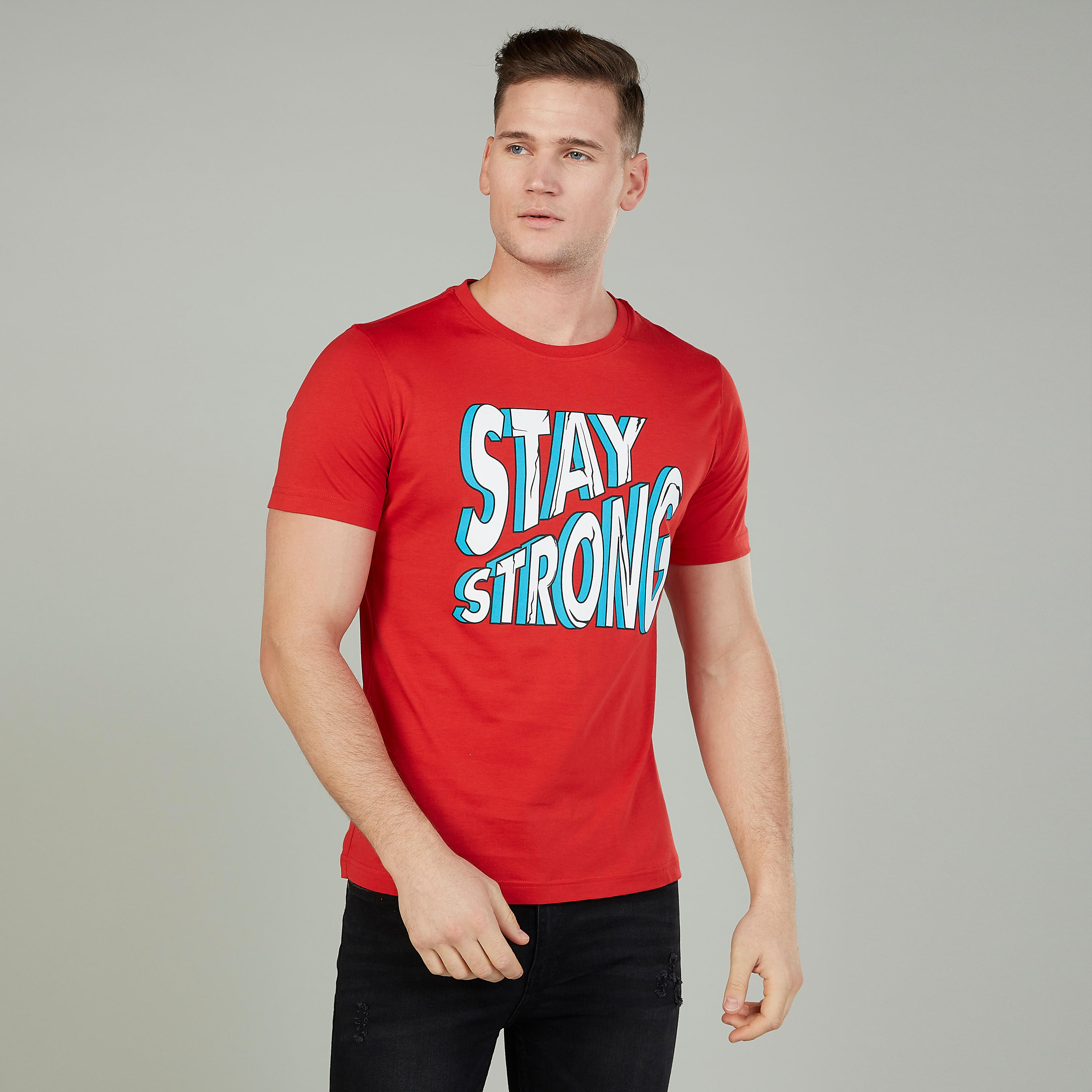 تيشيرت مستدام سليم بياقة ضيّقة وطبعات  -men-clothing-tshirtsandpolos-tshirts-image-1