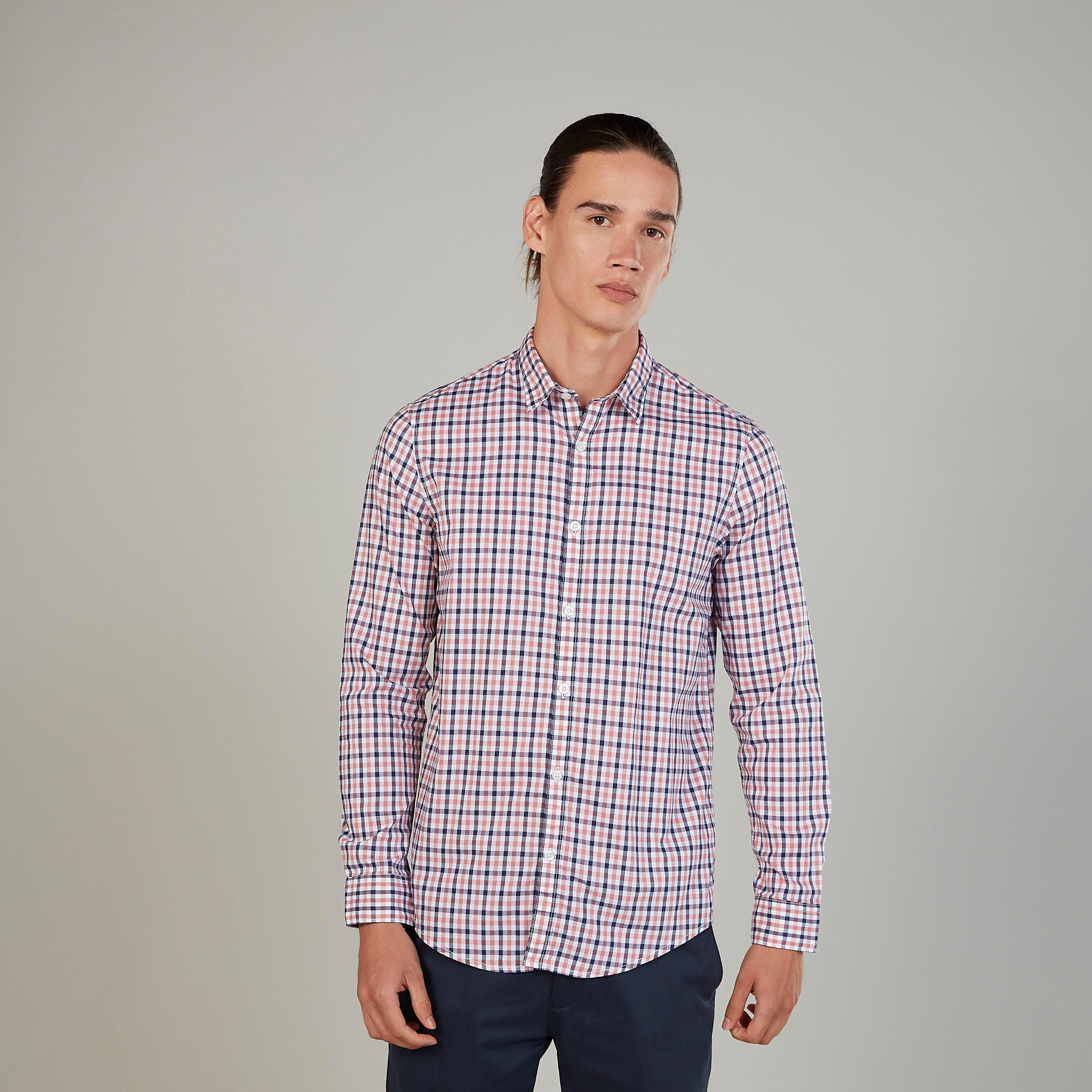 قميص مستدام سليم كاروهات بياقة عاديّة وأكمام طويلة-men-clothing-shirts-image-1