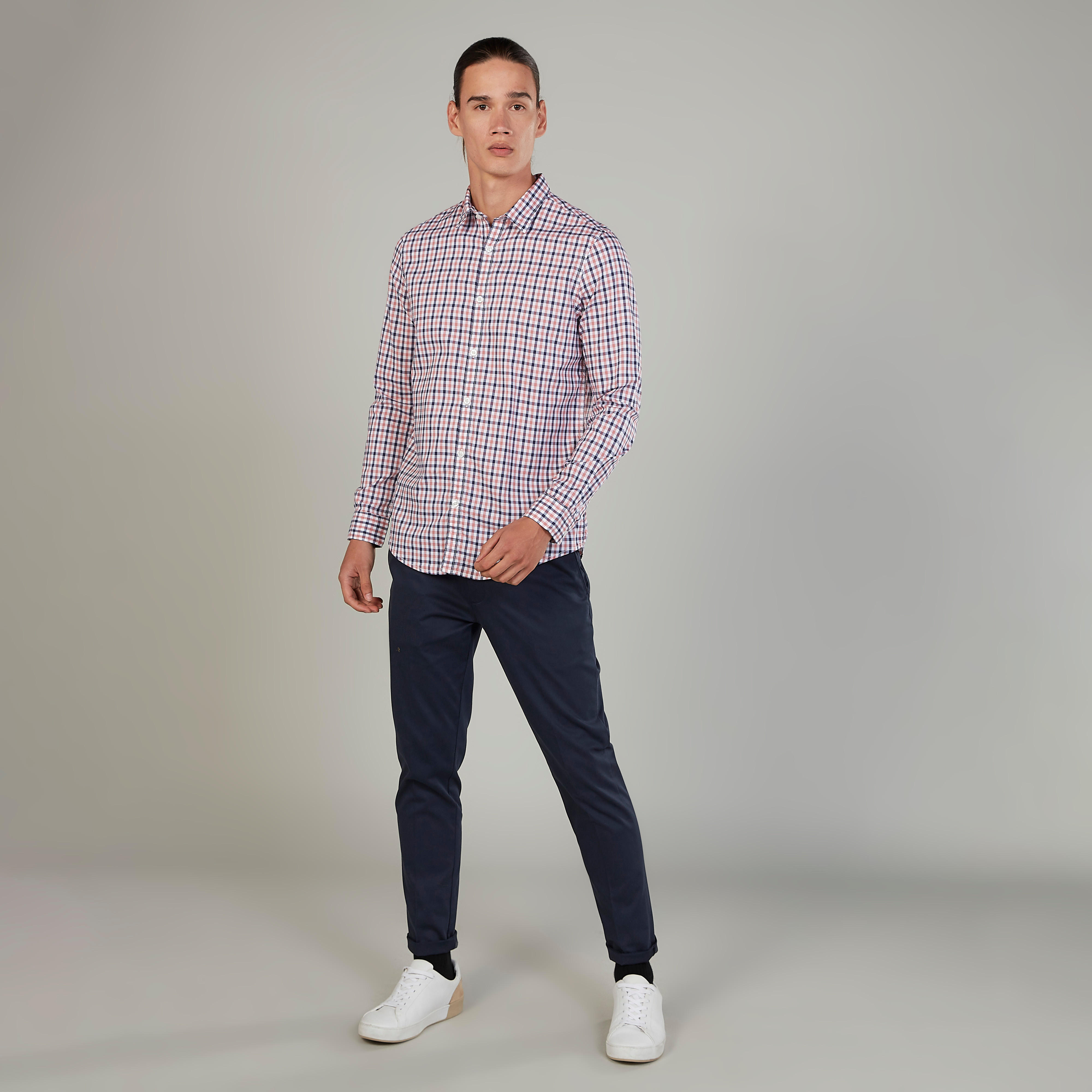 قميص مستدام سليم كاروهات بياقة عاديّة وأكمام طويلة-men-clothing-shirts-image-2