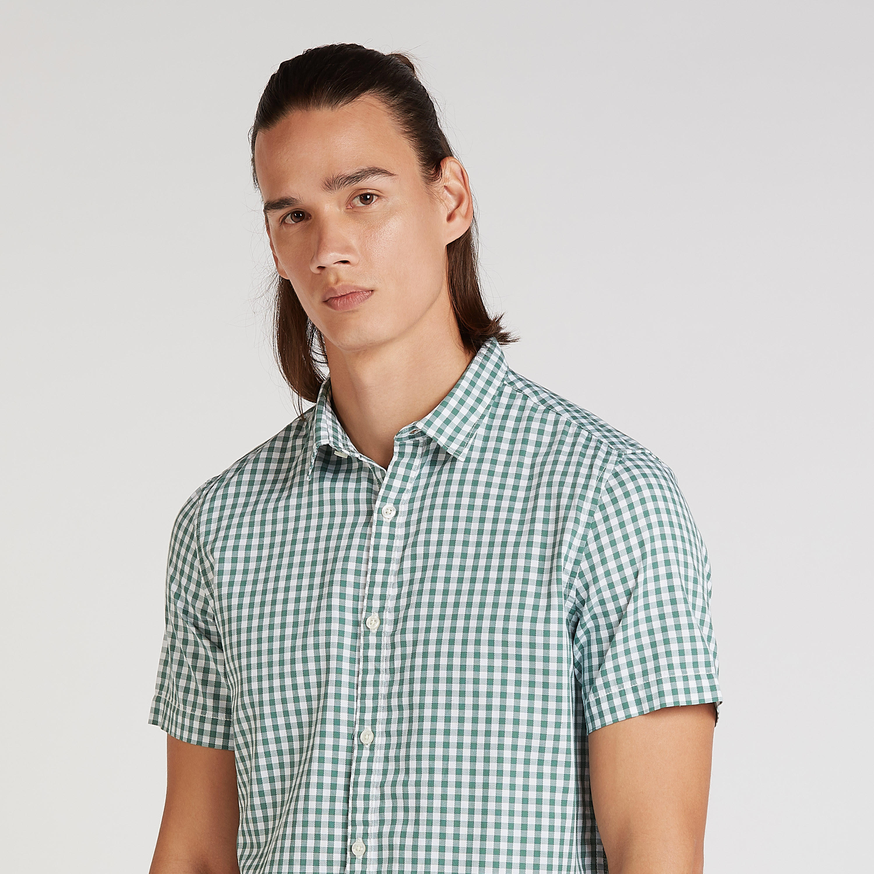 تيشيرت مستدام سليم مربّعات بأكمام قصيرة-men-clothing-shirts-image-3