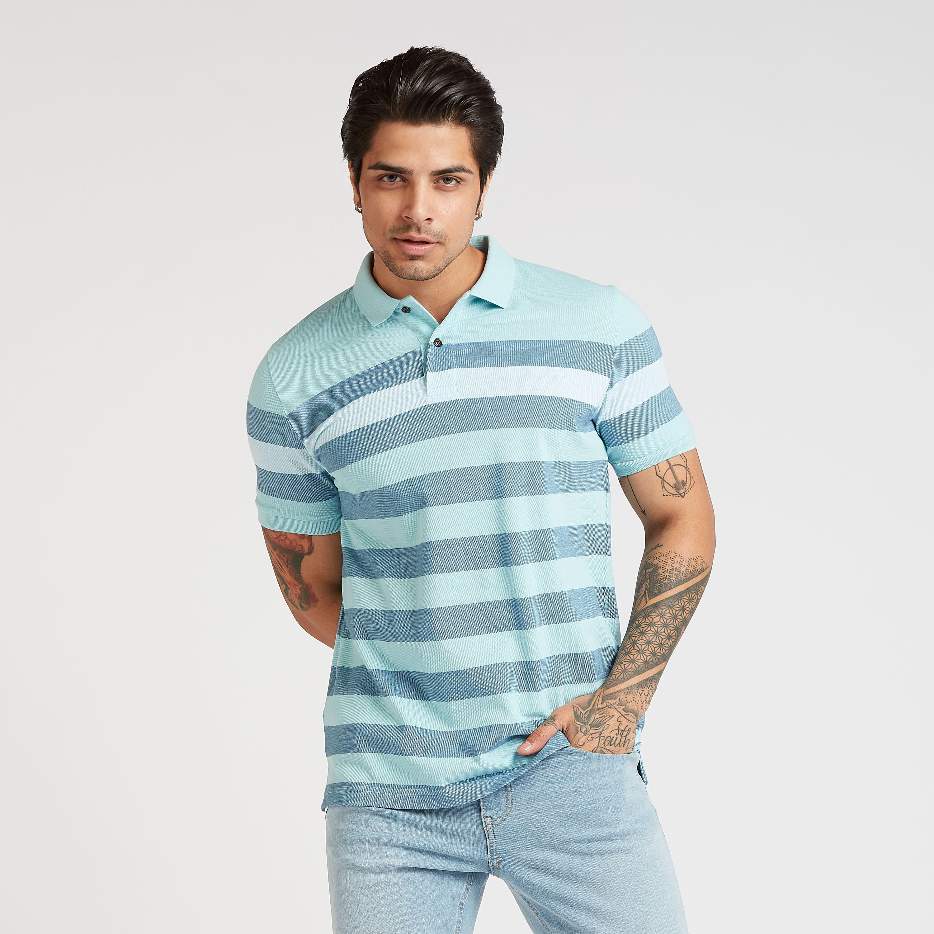 تيشيرت بولو مخطط بأكمام قصيرة-men-clothing-tshirtsandpolos-polos-image-1