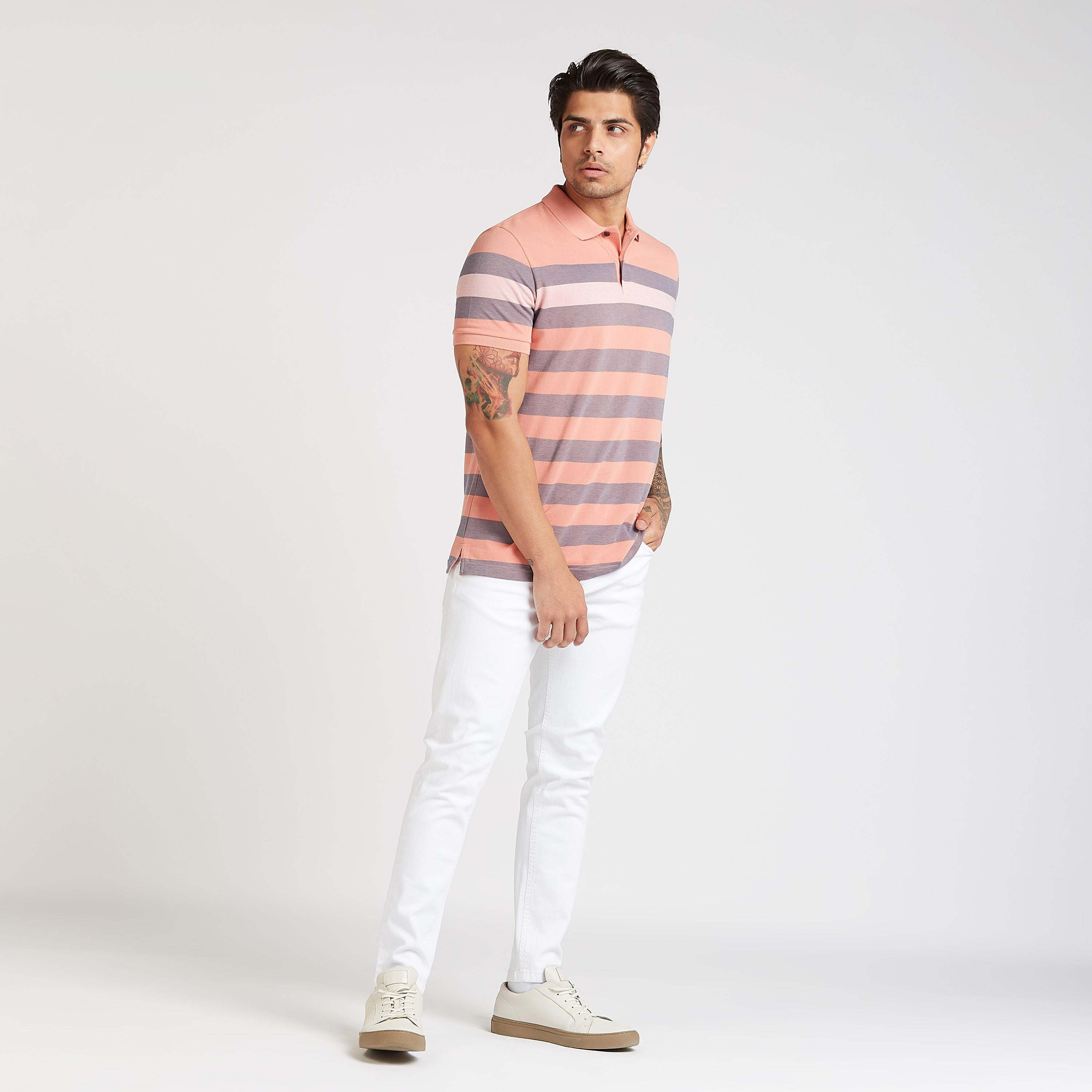 Striped Polo T-shirt with Short Sleeves-men-clothing-tshirtsandpolos-polos-image-2
