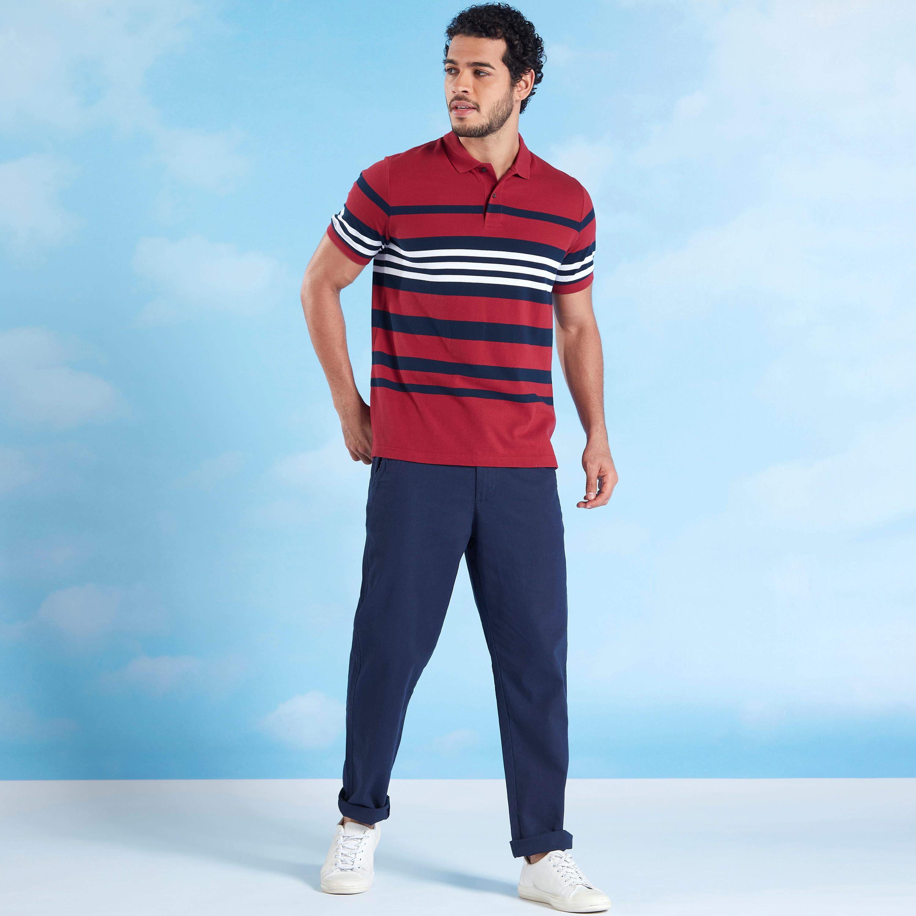 Striped Polo T-shirt with Short Sleeves-men-clothing-tshirtsandpolos-polos-image-2