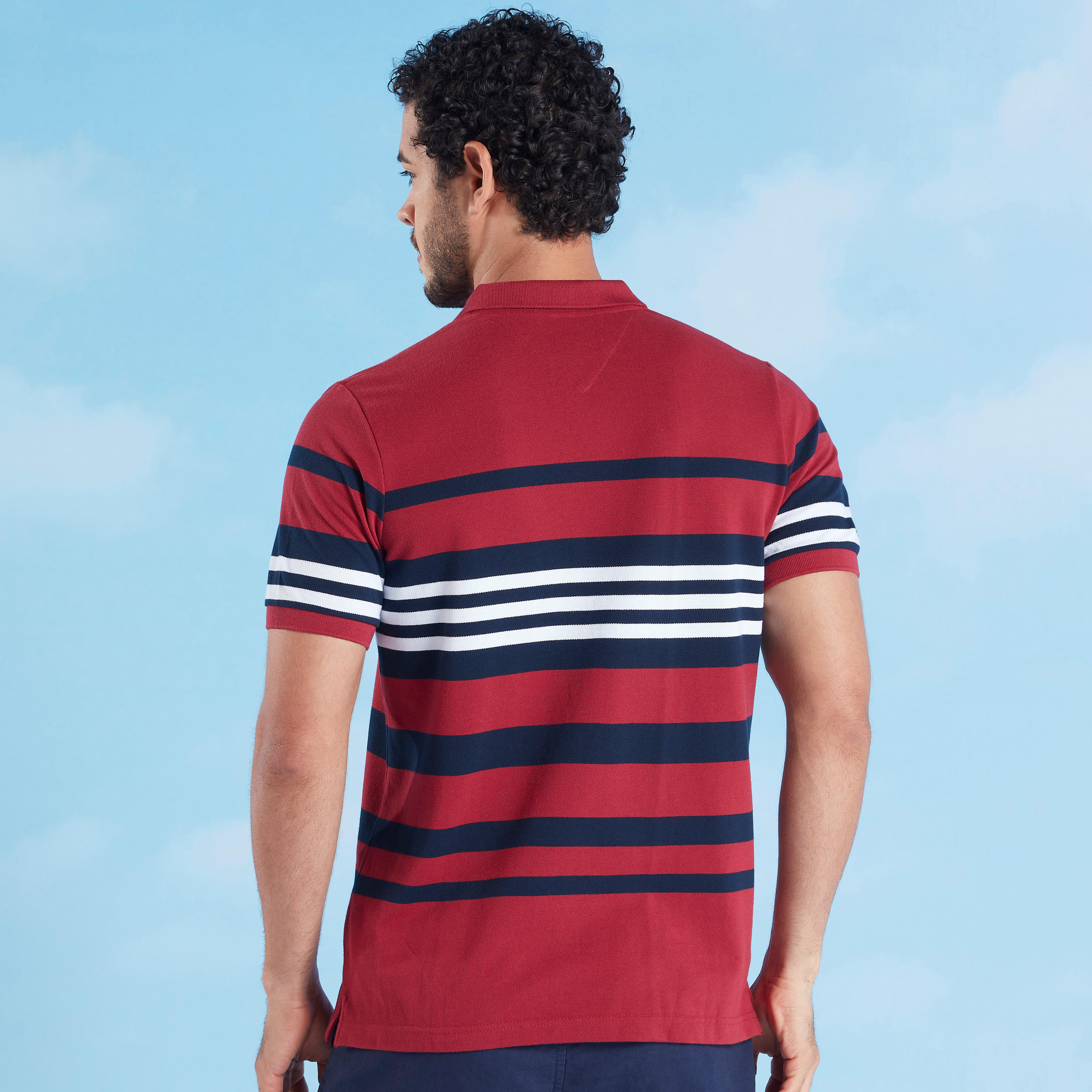 Striped Polo T-shirt with Short Sleeves-men-clothing-tshirtsandpolos-polos-image-5