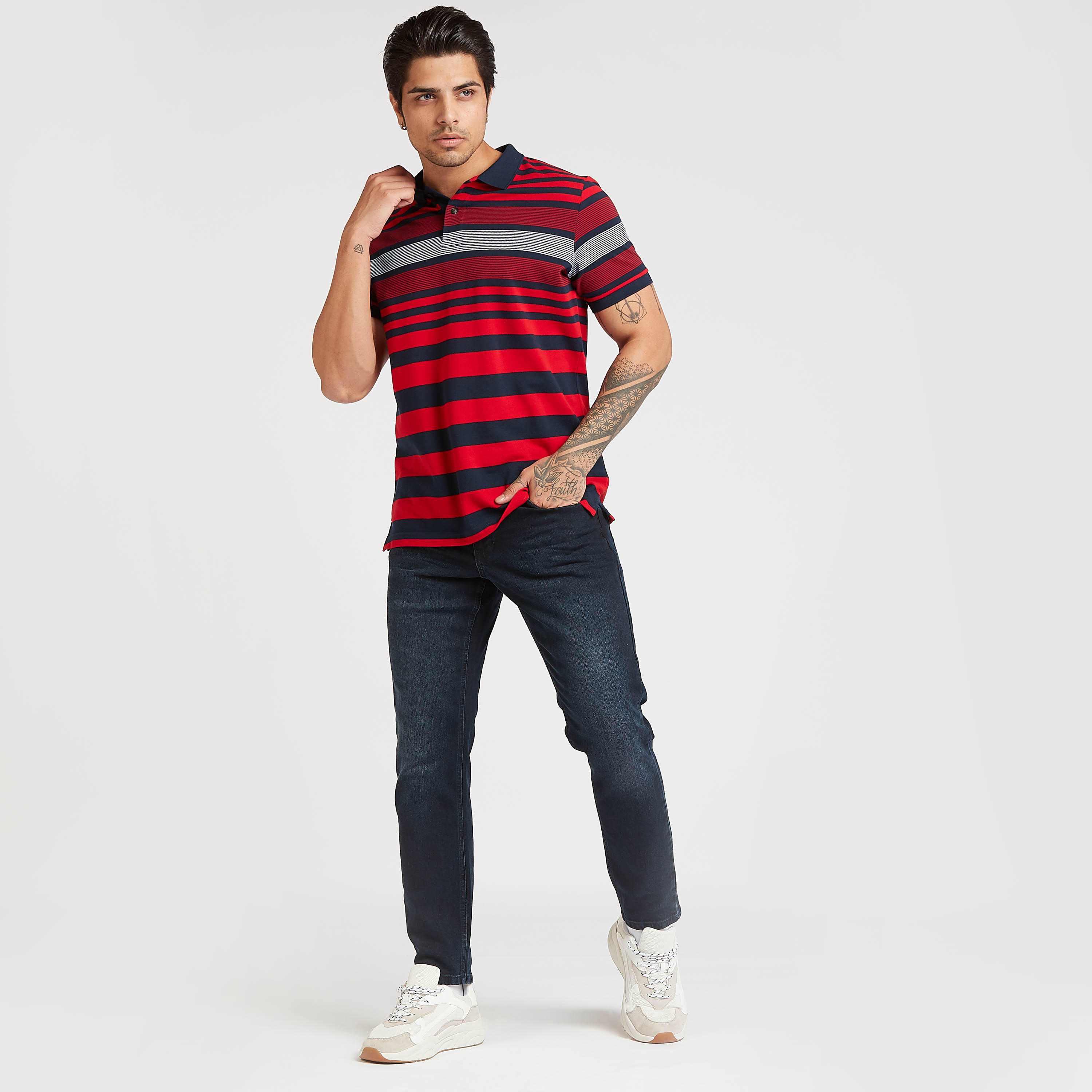تيشيرت بولو مخطط بأكمام قصيرة-men-clothing-tshirtsandpolos-polos-image-2