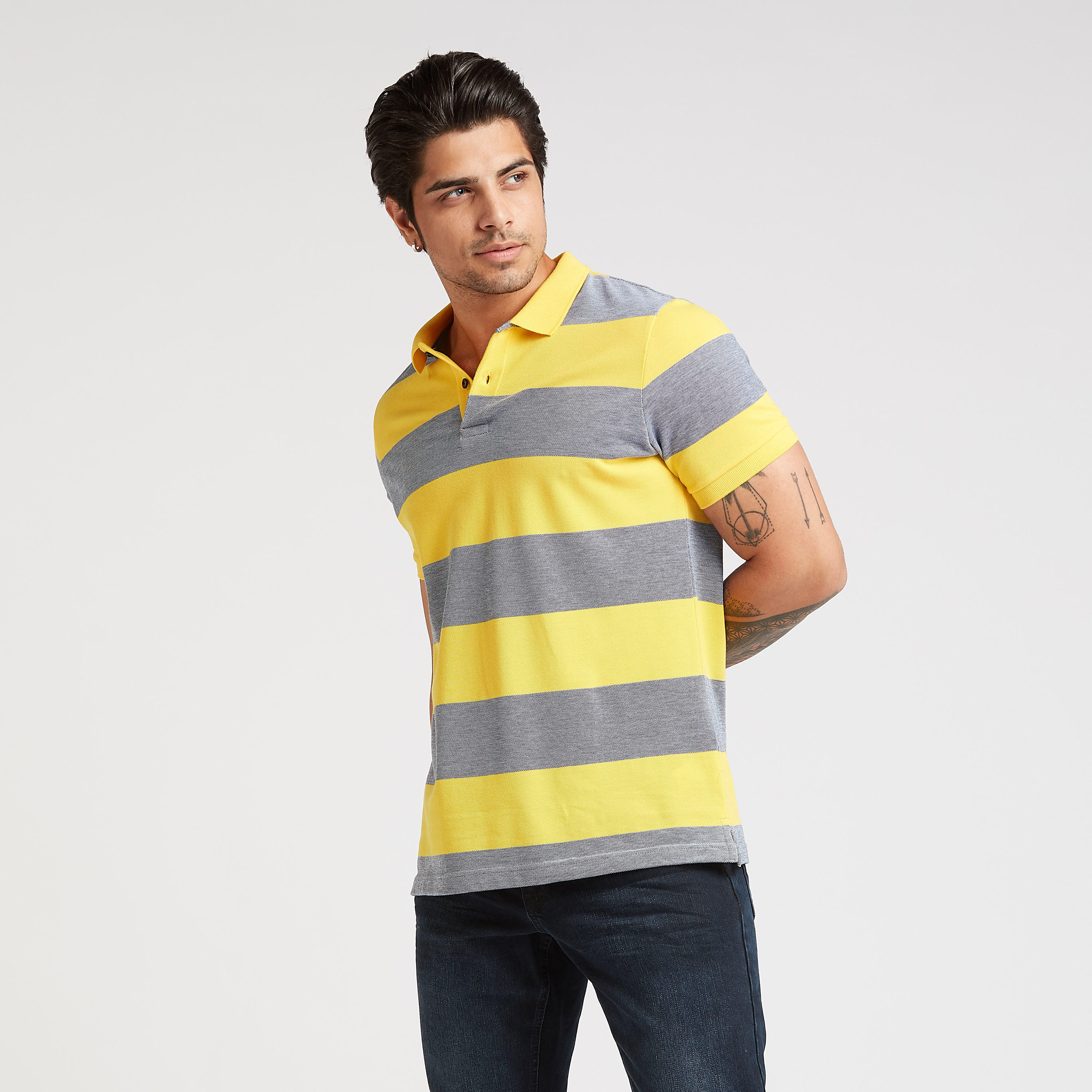 تيشيرت بولو مخطط بأكمام قصيرة-men-clothing-tshirtsandpolos-polos-image-1