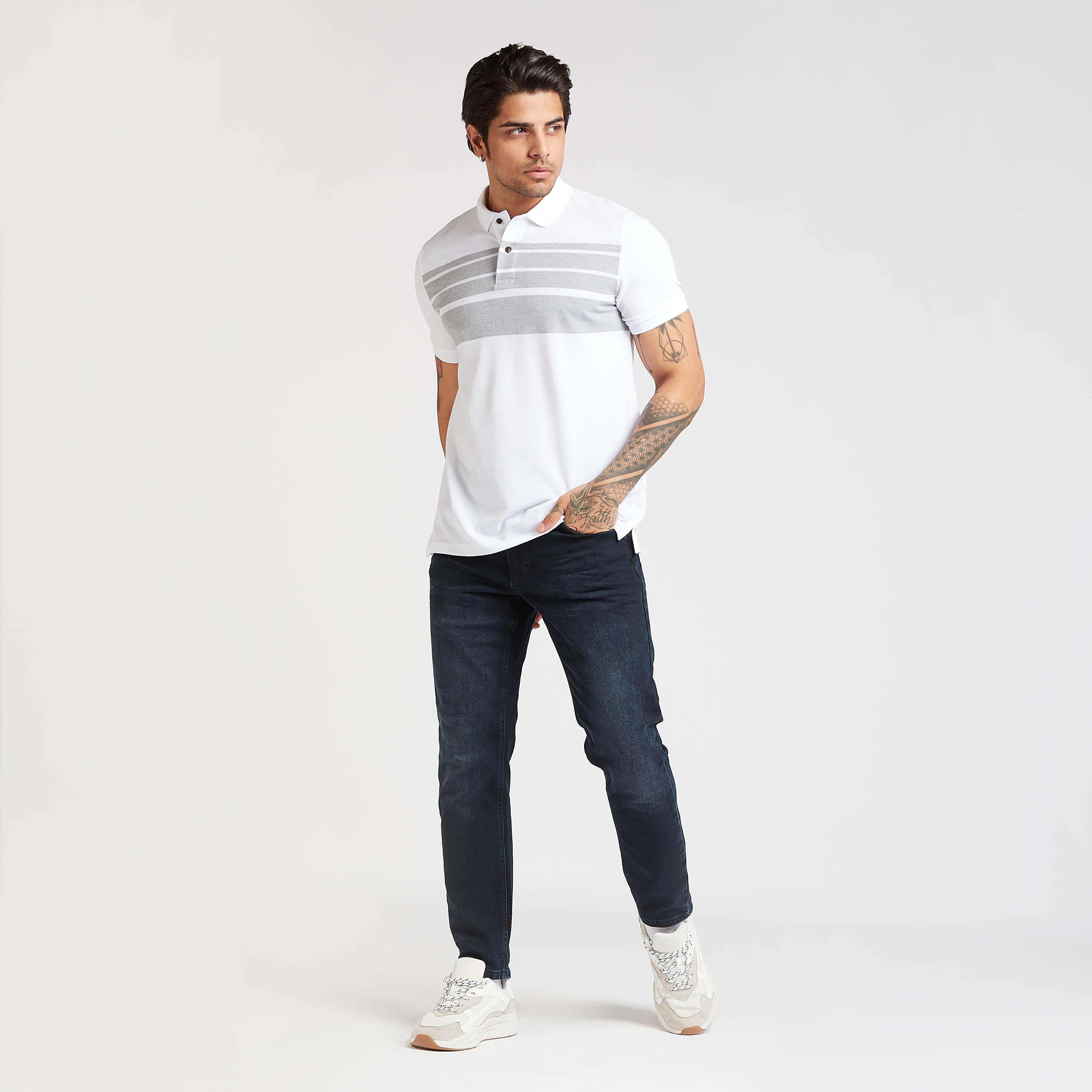 تيشيرت بولو سليم فيت مخطّط بأكمام قصيرة-men-clothing-tshirtsandpolos-polos-image-2