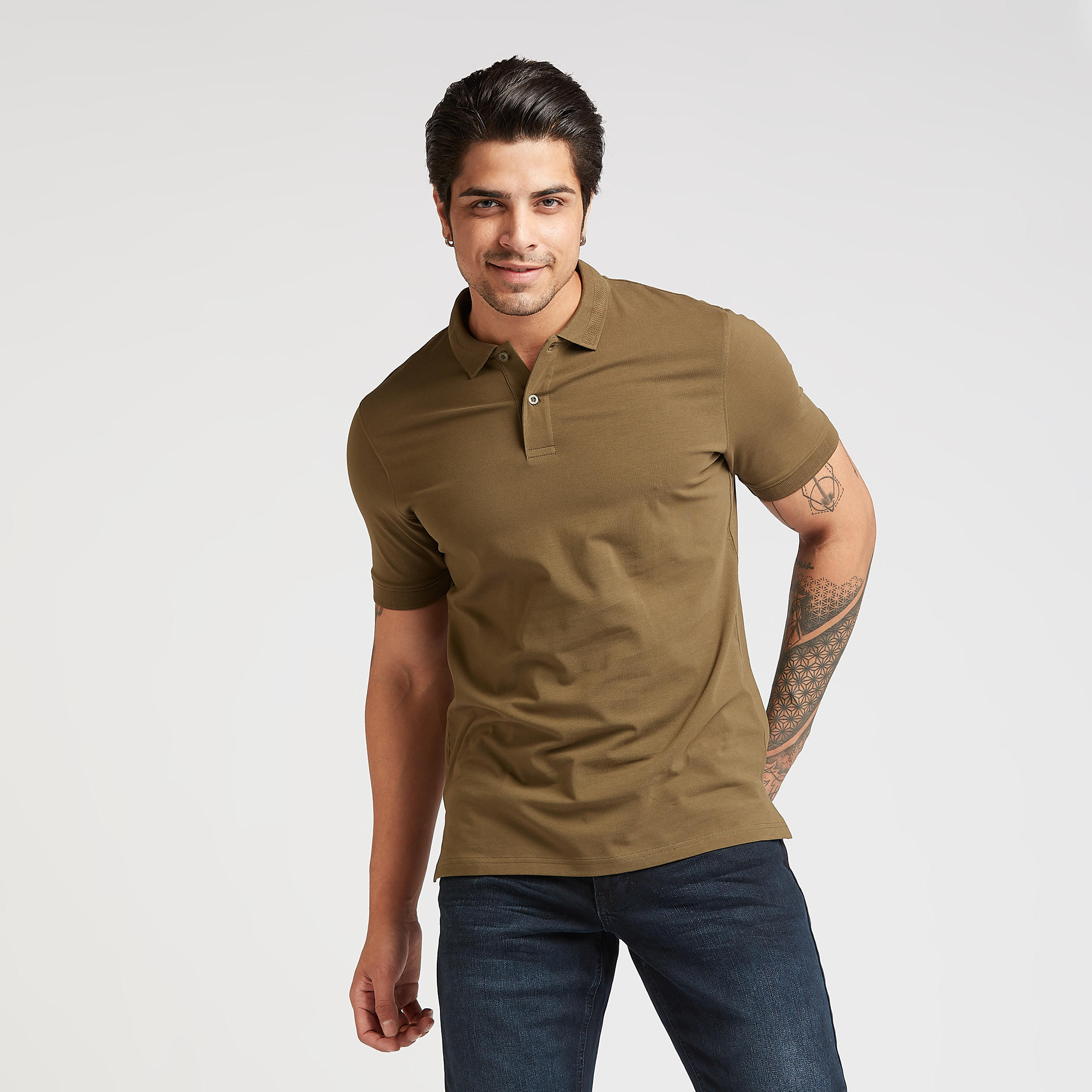 Solid Polo T-shirt with Short Sleeves-men-clothing-tshirtsandpolos-polos-image-1