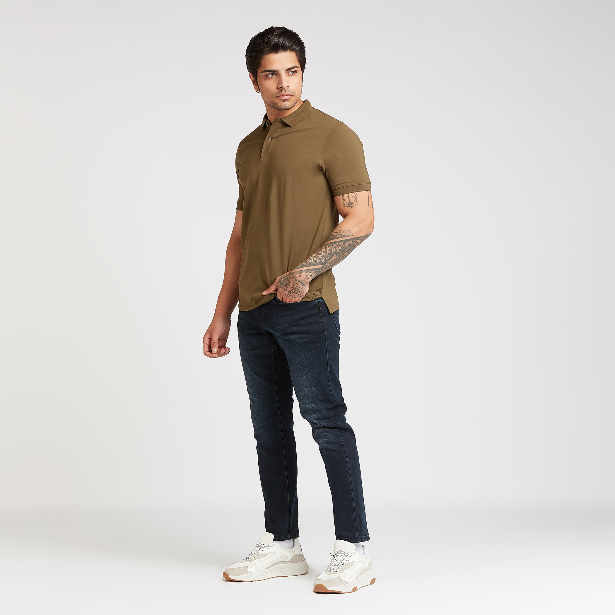 Solid Polo T-shirt with Short Sleeves-men-clothing-tshirtsandpolos-polos-image-2