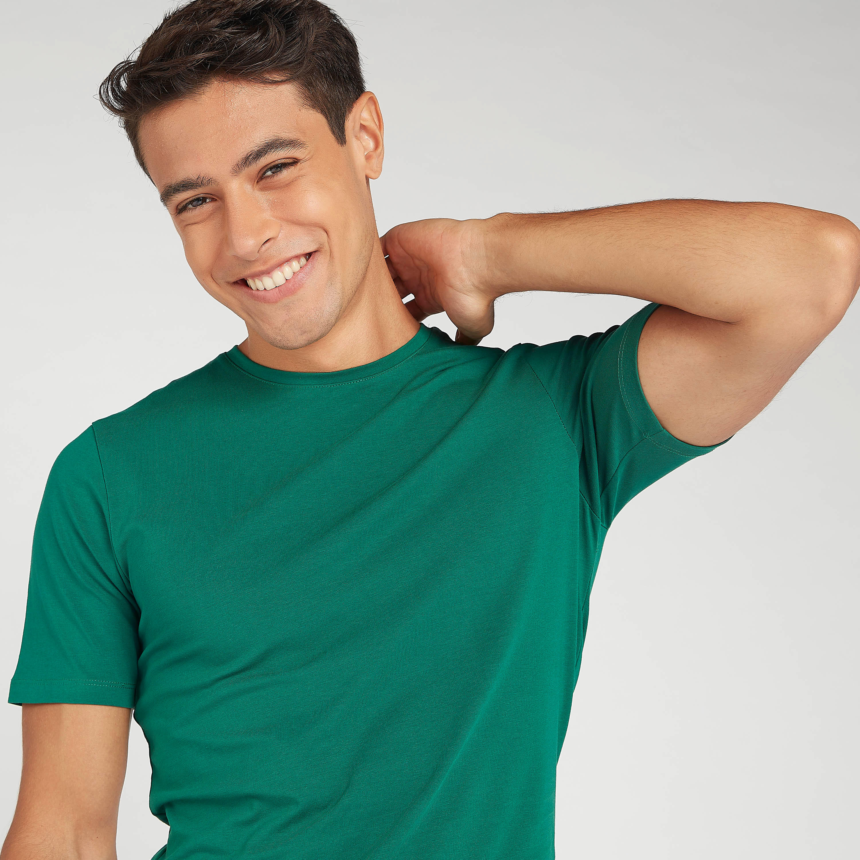 Solid Crew Neck T-shirt with Short Sleeves-men-clothing-tshirtsandpolos-tshirts-image-1
