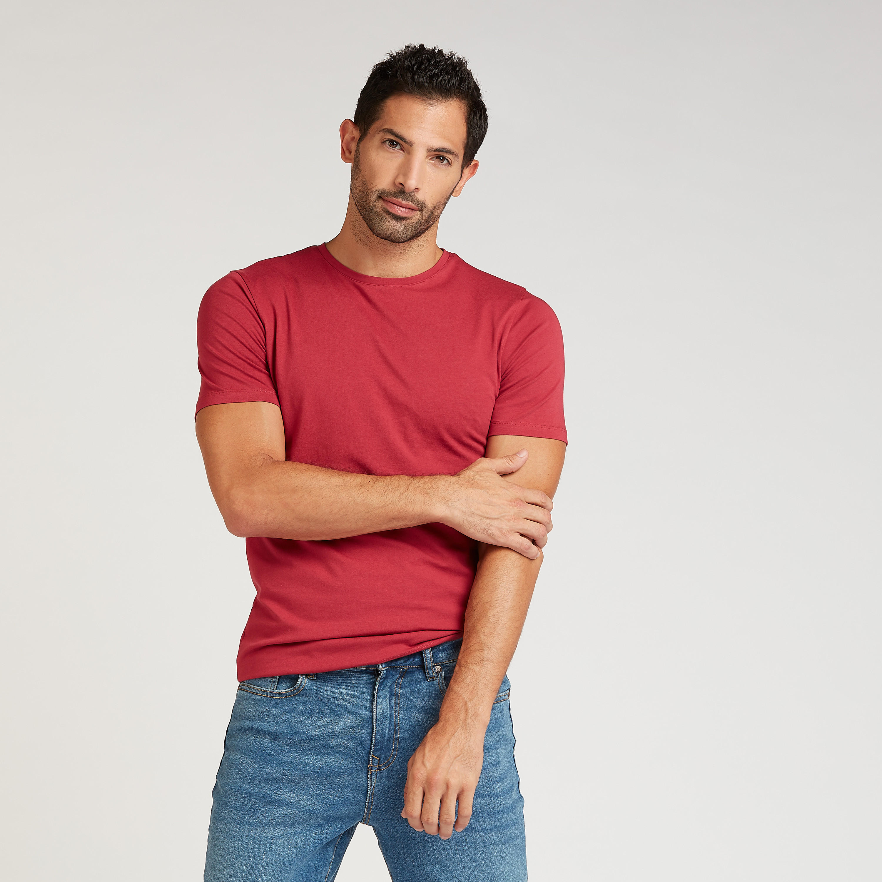 تيشيرت مستدام سادة بياقة ضيّقة وأكمام قصيرة-men-clothing-tshirtsandpolos-tshirts-image-5