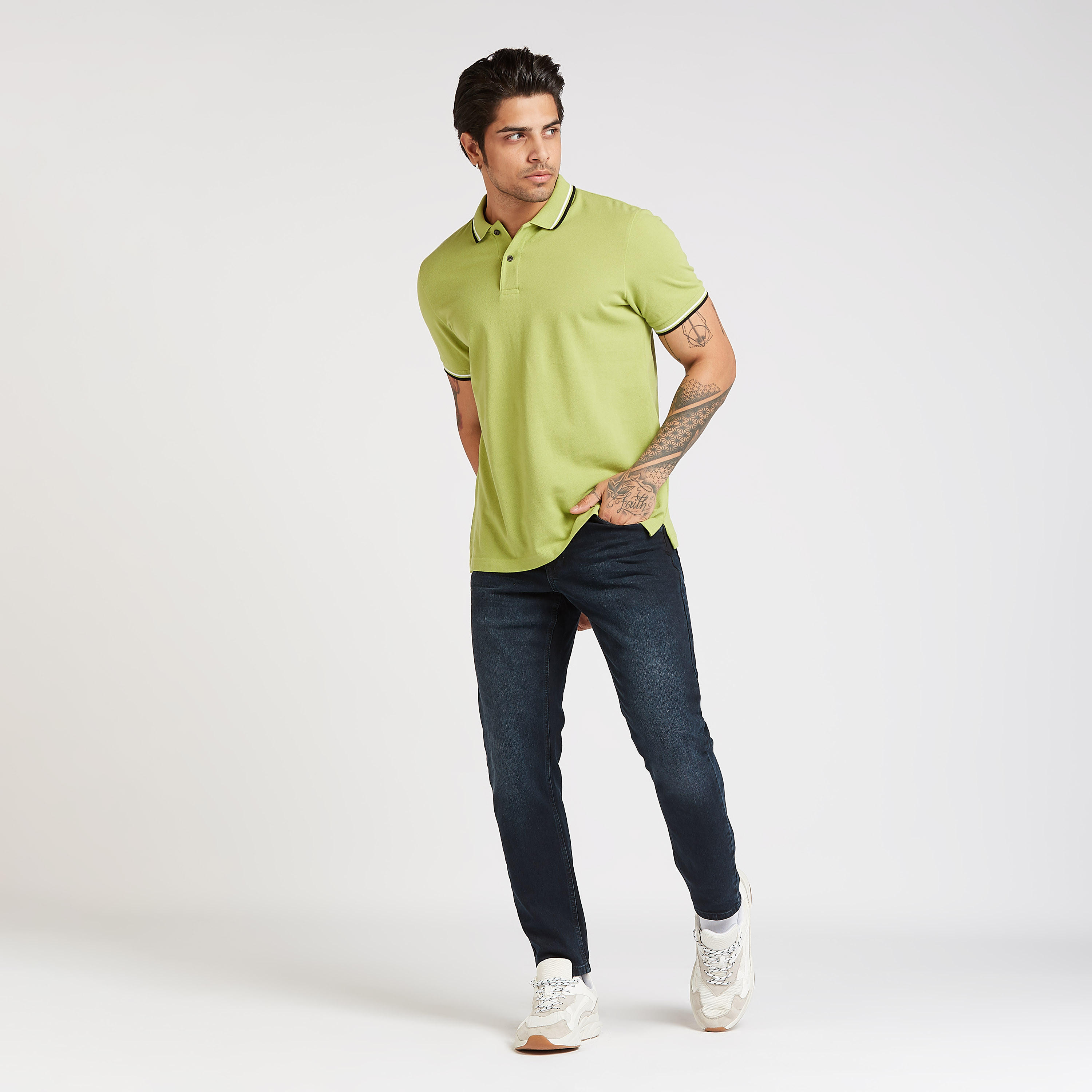 Textured Polo T-shirt with Short Sleeves-men-clothing-tshirtsandpolos-polos-image-2