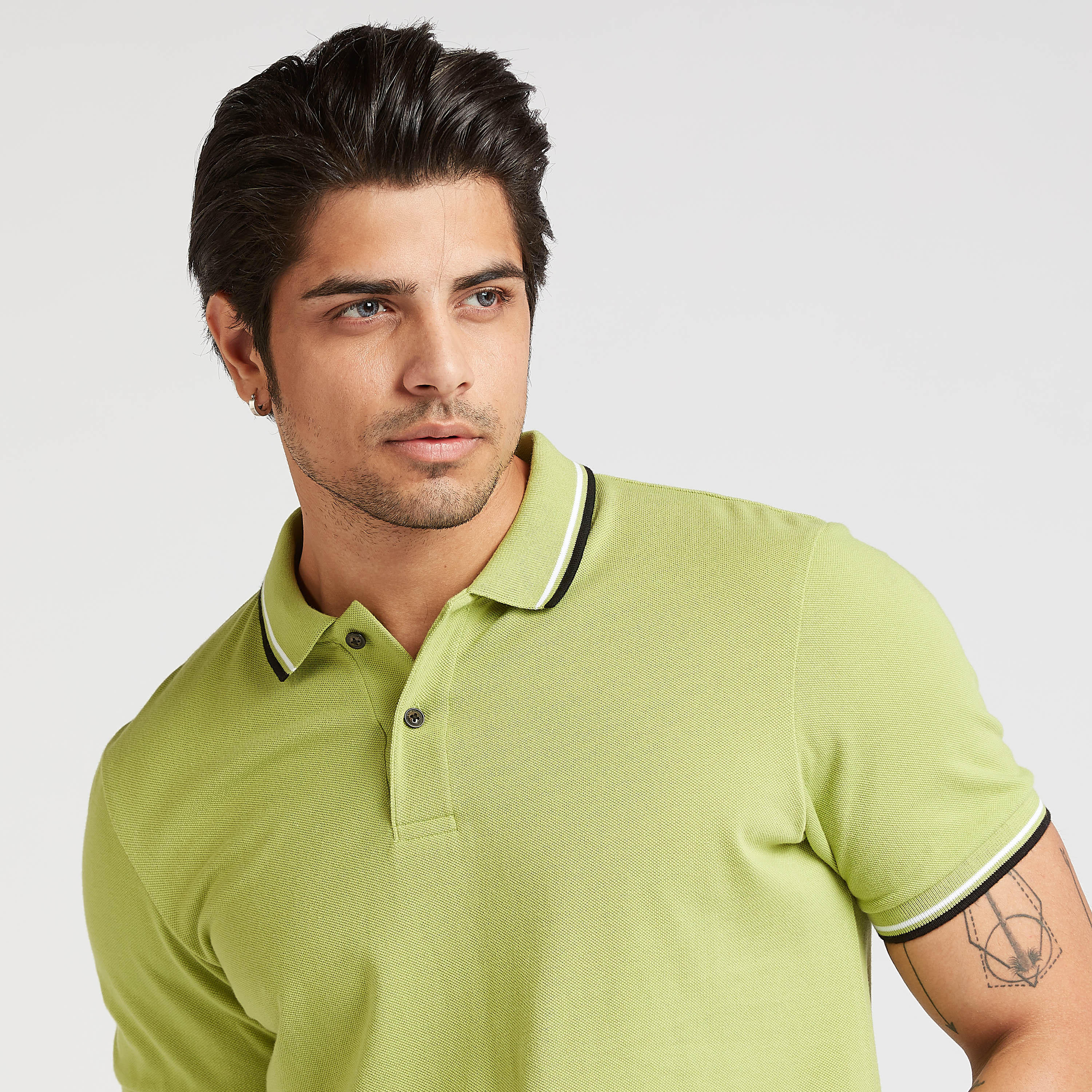 Textured Polo T-shirt with Short Sleeves-men-clothing-tshirtsandpolos-polos-image-3