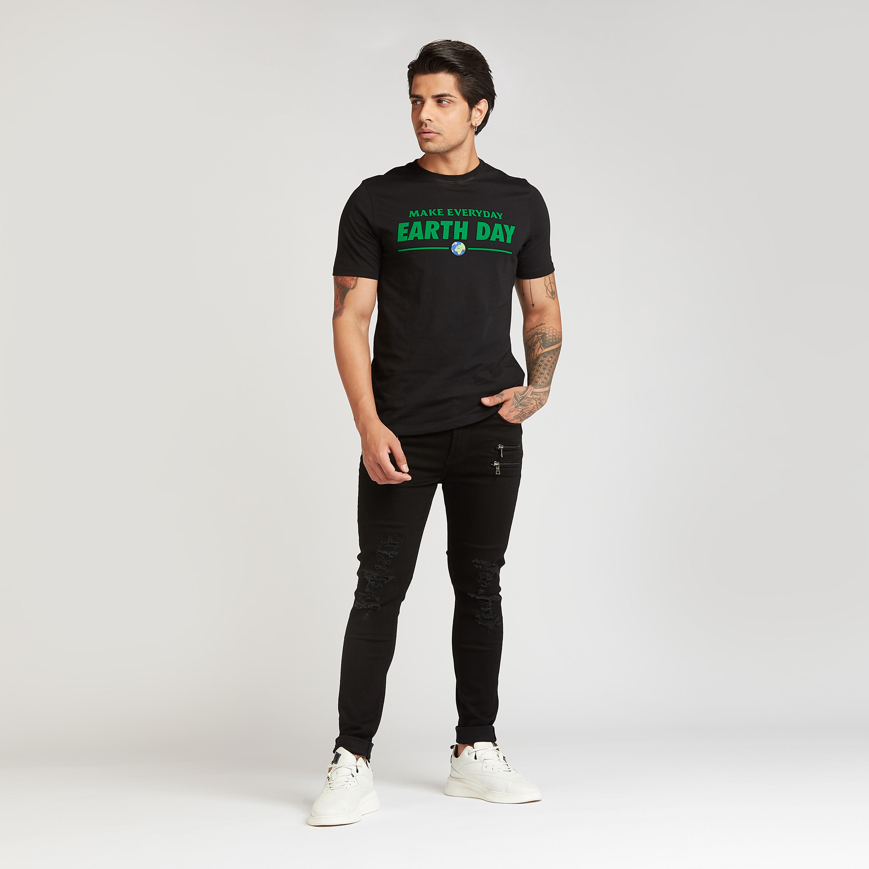 Slim Fit Printed T-shirt with Crew Neck and Short Sleeves-men-clothing-tshirtsandpolos-tshirts-image-2