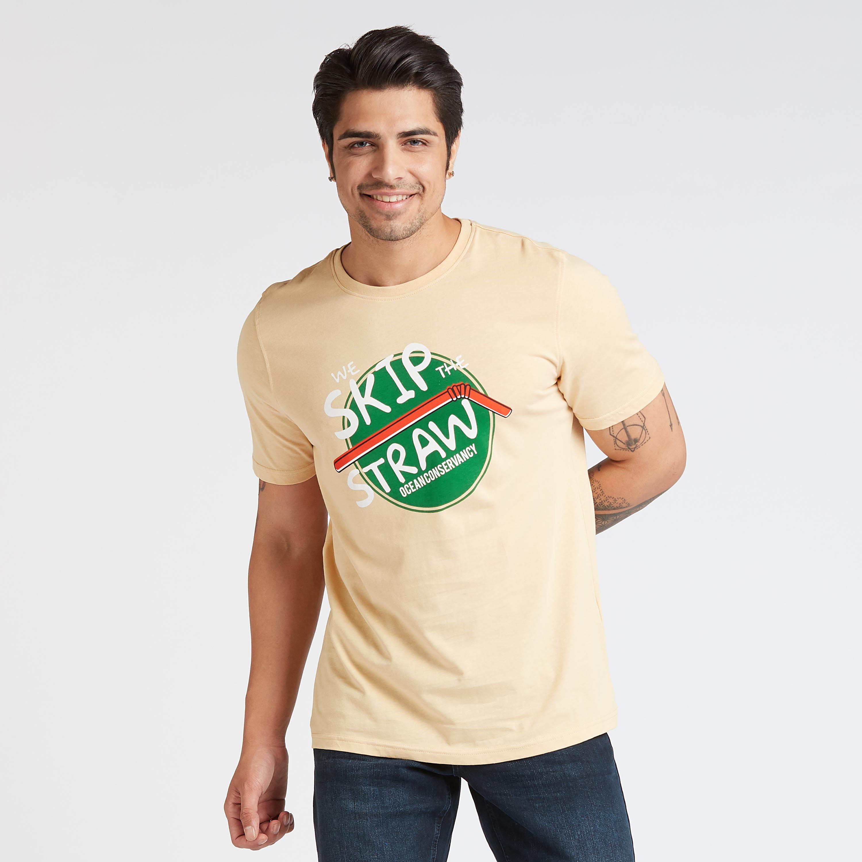 تيشيرت سليم بياقة ضيّقة وأكمام قصيرة وطبعات-men-clothing-tshirtsandpolos-tshirts-image-1
