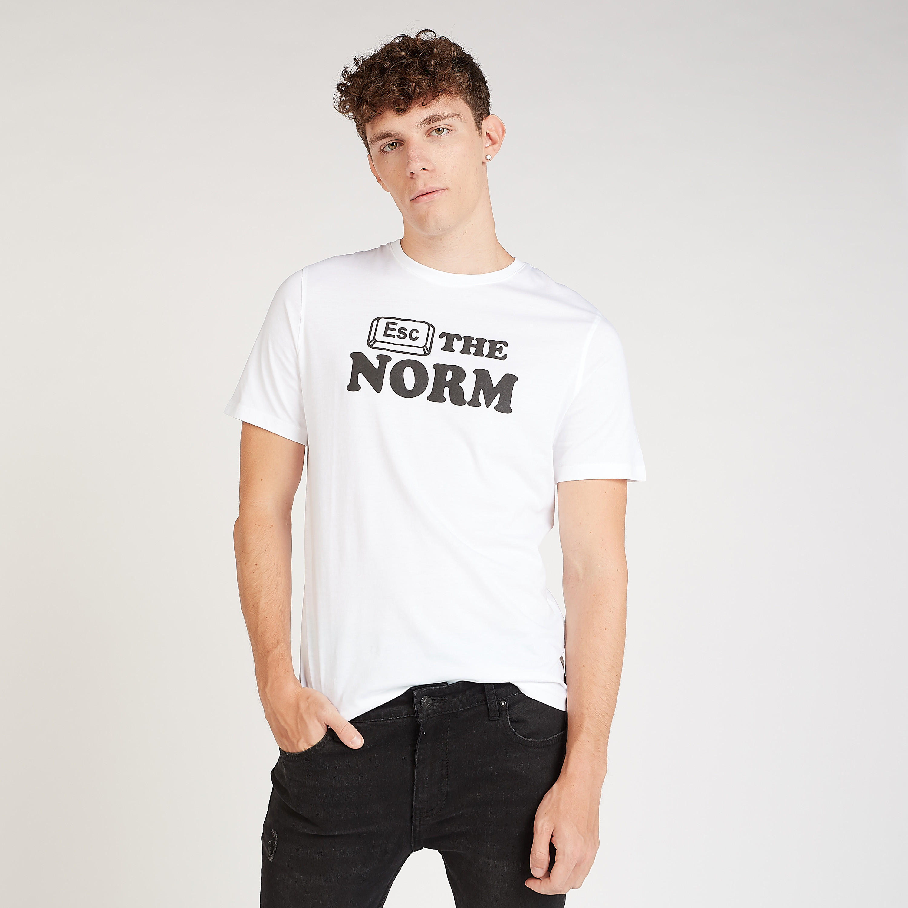 Sustainable Slim Fit Graphic Print T-shirt with Crew Neck and Short Sleeves-men-clothing-tshirtsandpolos-tshirts-image-1