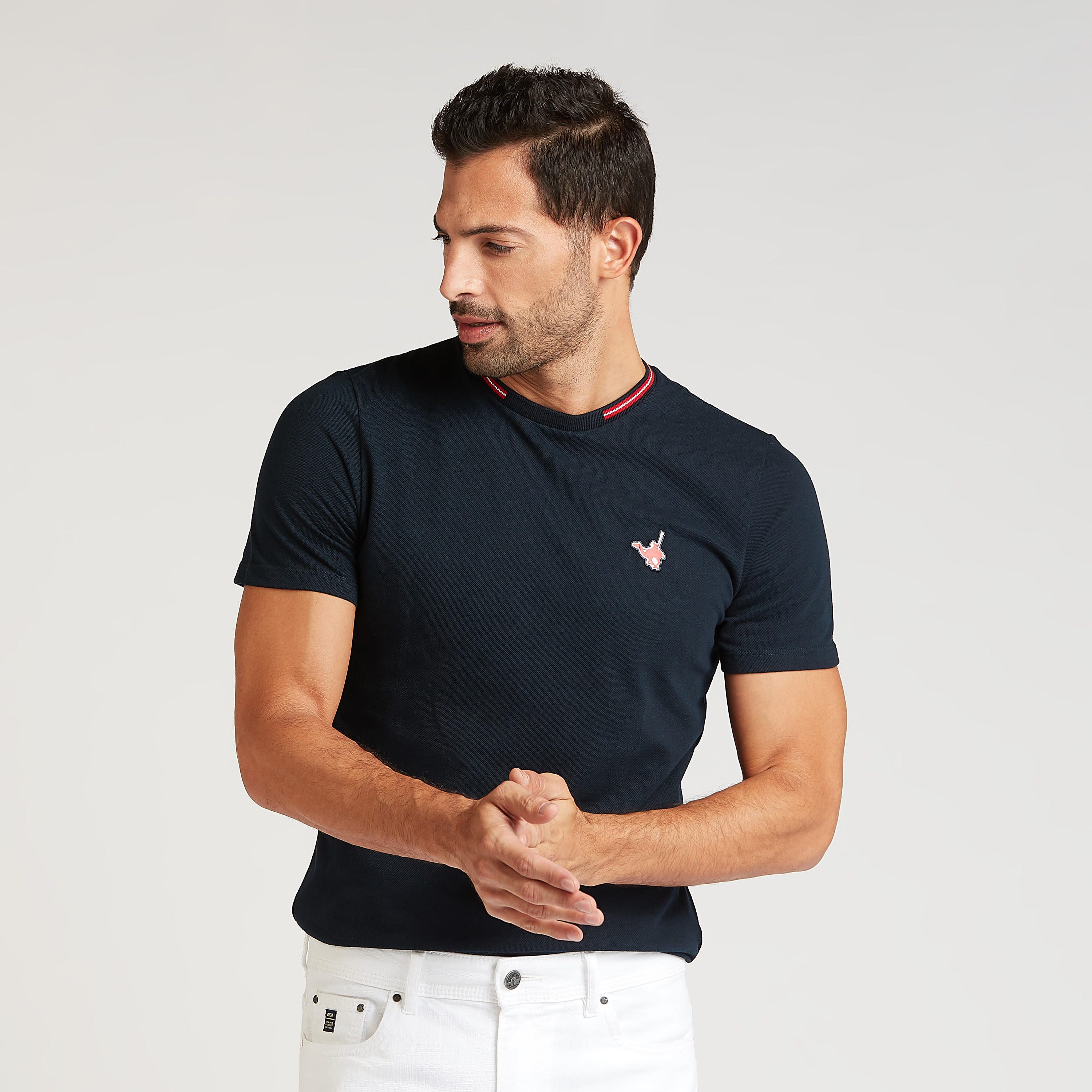 Sustainable Slim Fit Solid T-shirt with Crew Neck and Short Sleeves-men-clothing-tshirtsandpolos-tshirts-image-1