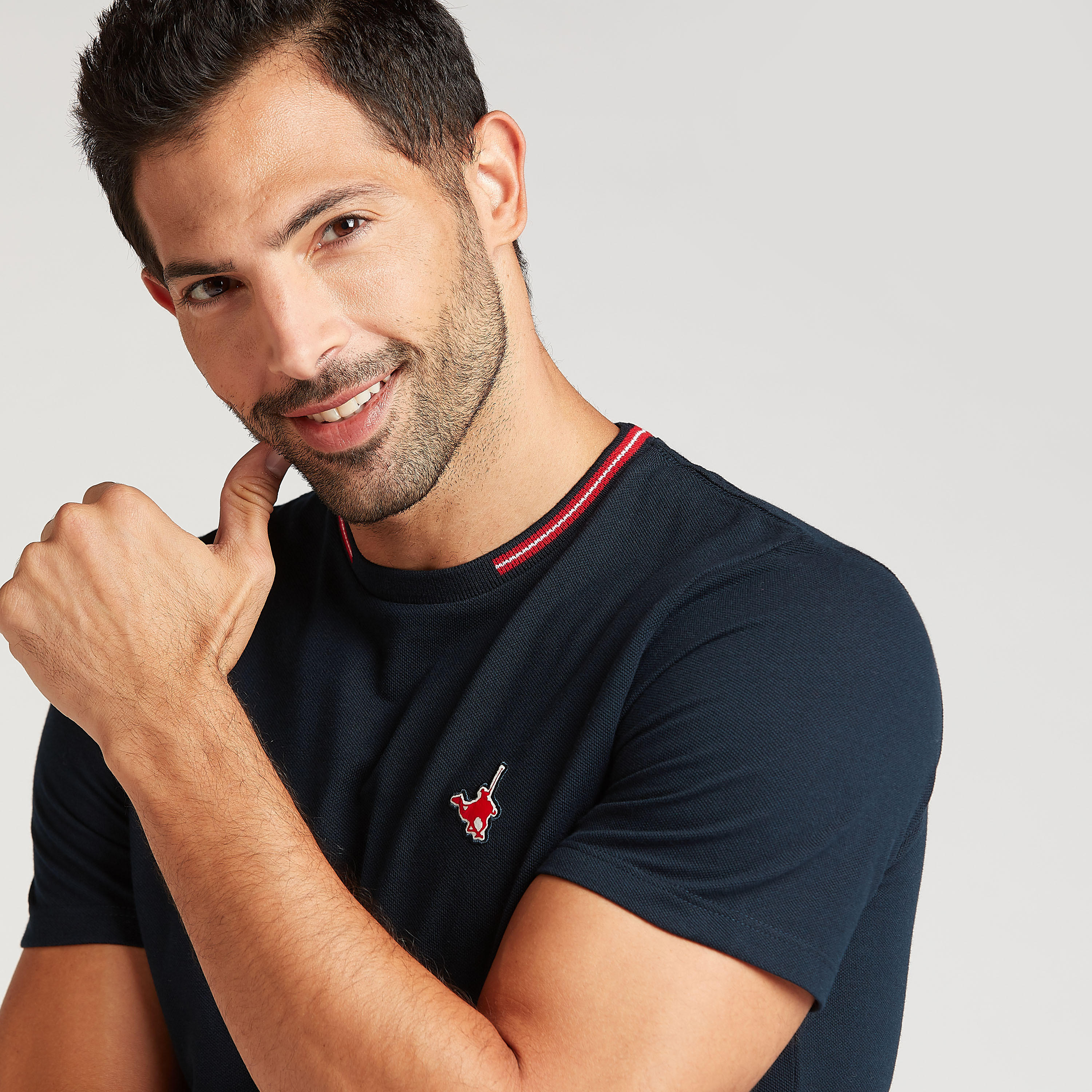 Sustainable Slim Fit Solid T-shirt with Crew Neck and Short Sleeves-men-clothing-tshirtsandpolos-tshirts-image-5
