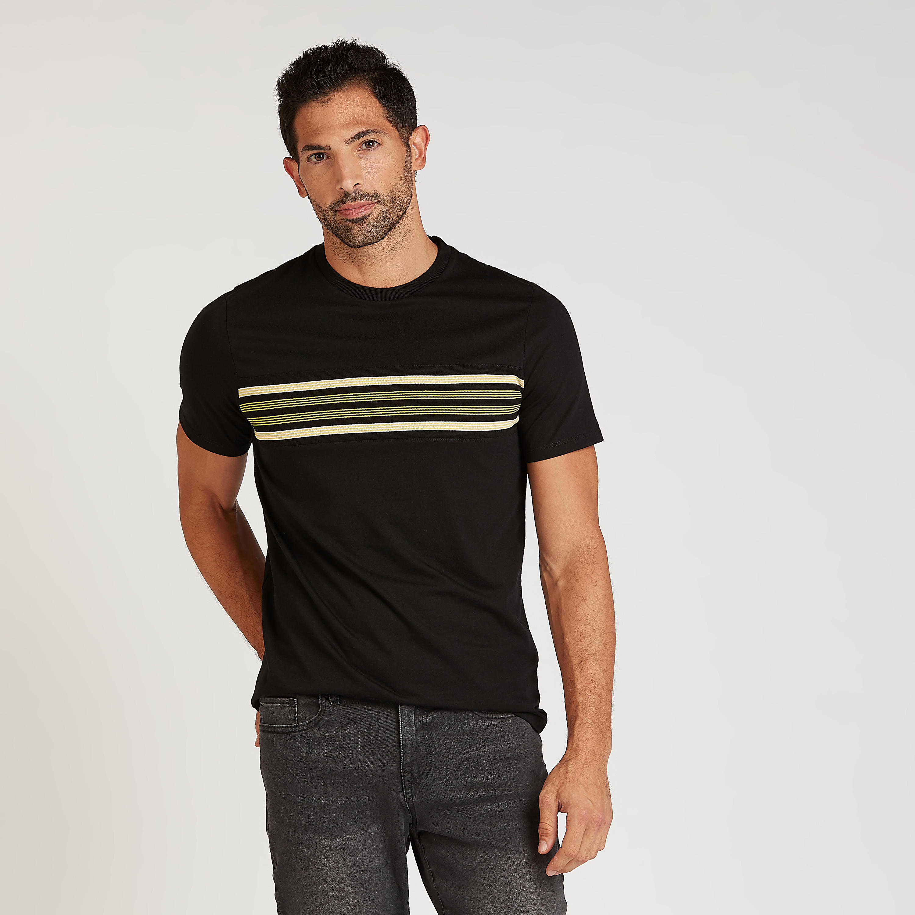 تيشيرت مستدام مخطط سليم بياقة ضيقة-men-clothing-tshirtsandpolos-tshirts-image-1