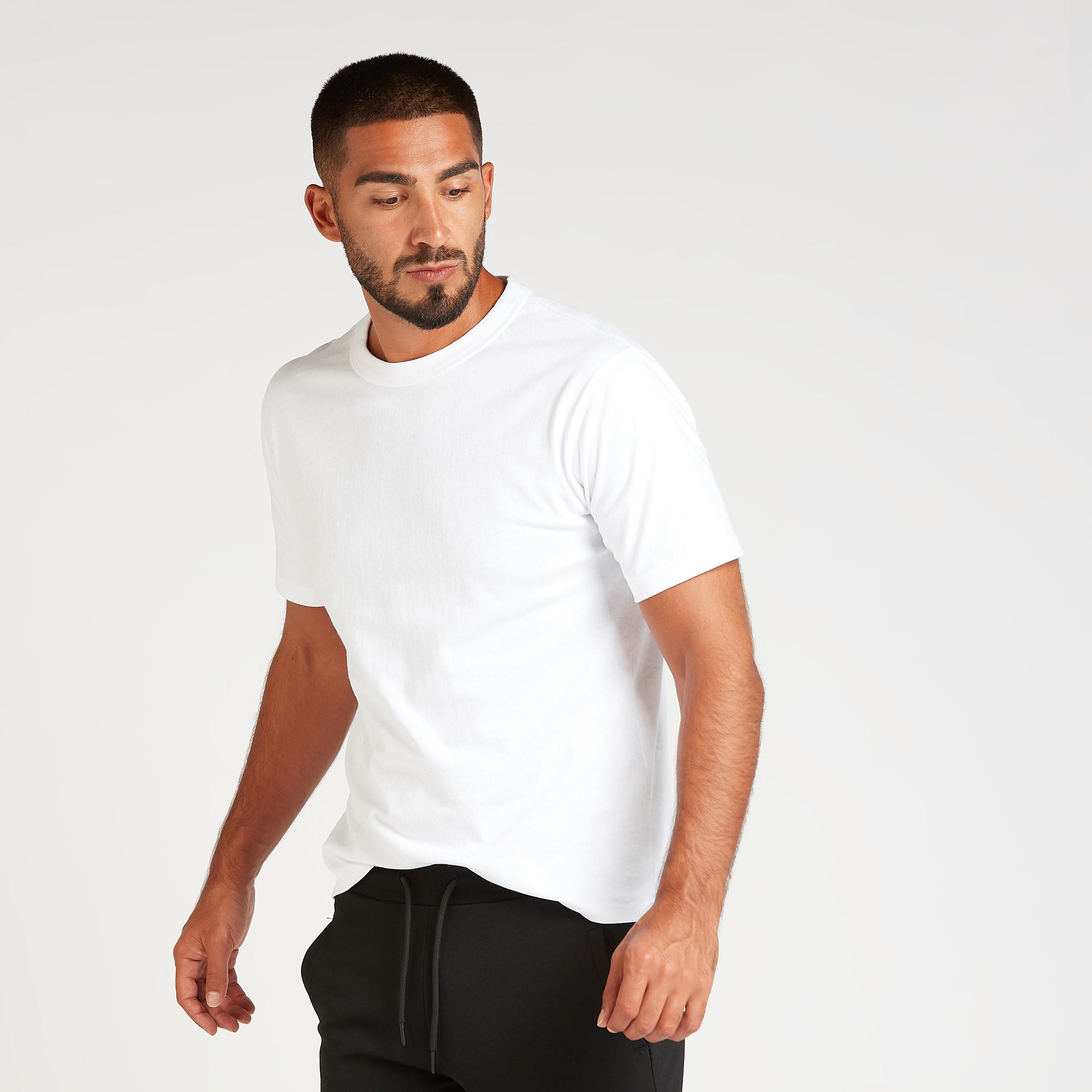 تيشيرت سادة سليم بياقة ضيّقة وأكمام قصيرة-men-clothing-tshirtsandpolos-tshirts-image-5